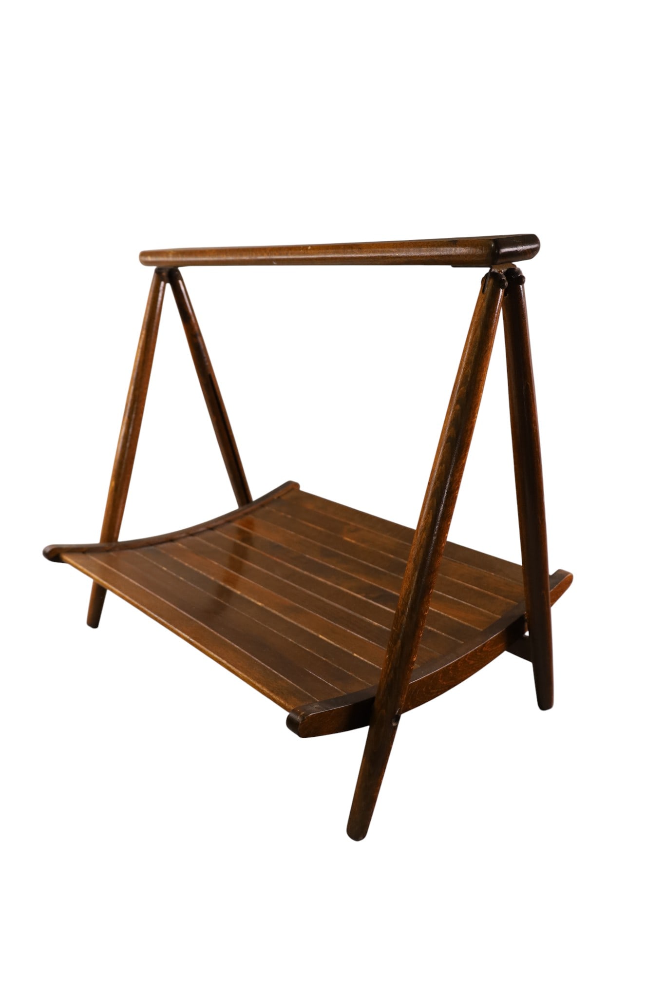 NASCO MAGAZINE RACK: MCM NASCO MAGAZINE RACK, FOLDING MAGAZINE RACK. 15" W x 18" H.