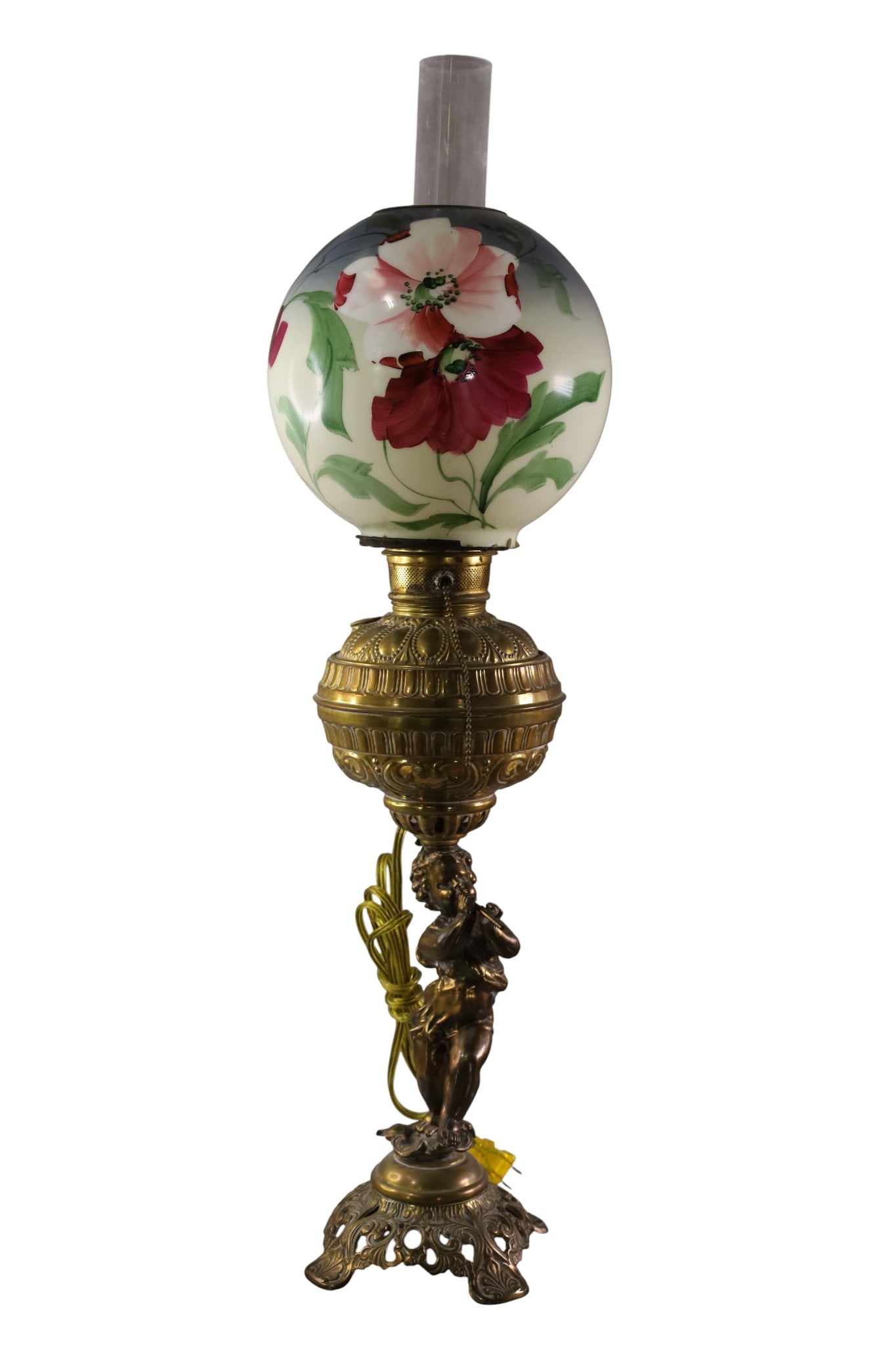 FANCY VICTORIAN CHERUB BASE OIL LAMP (1 of 2)