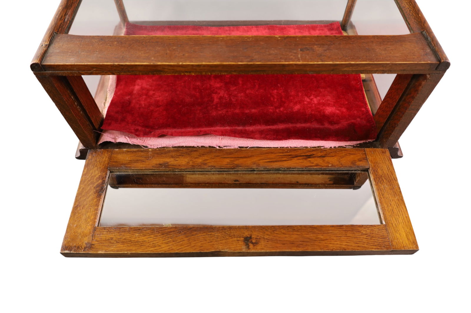 SMALL ANTIQUE TABLE TOP OAK SHOWCASE - 3