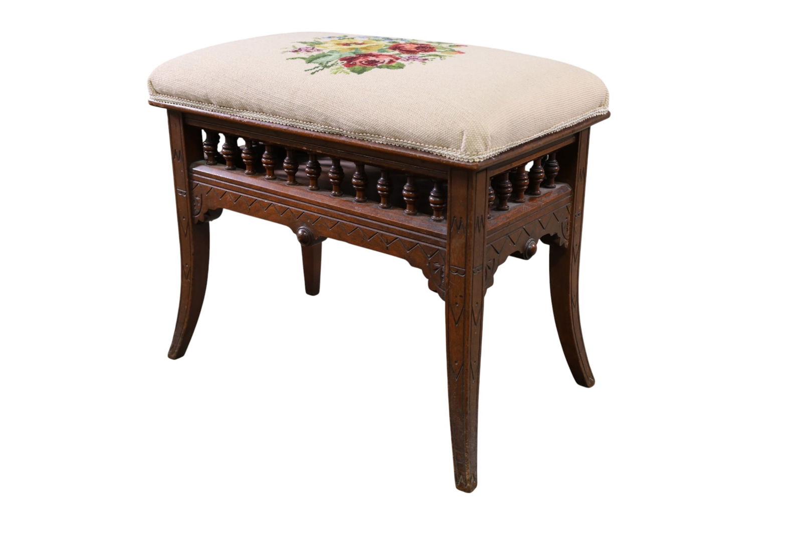 VICTORIAN NEEDLEPOINT BENCH (1 of 4)