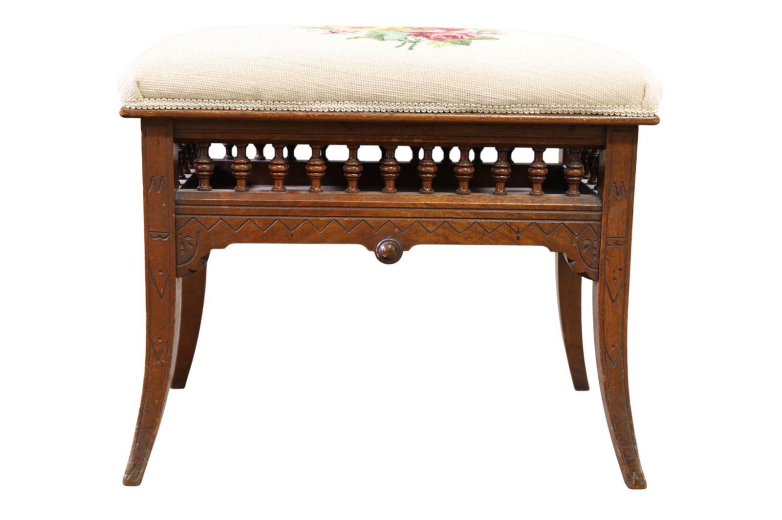 VICTORIAN NEEDLEPOINT BENCH - 2
