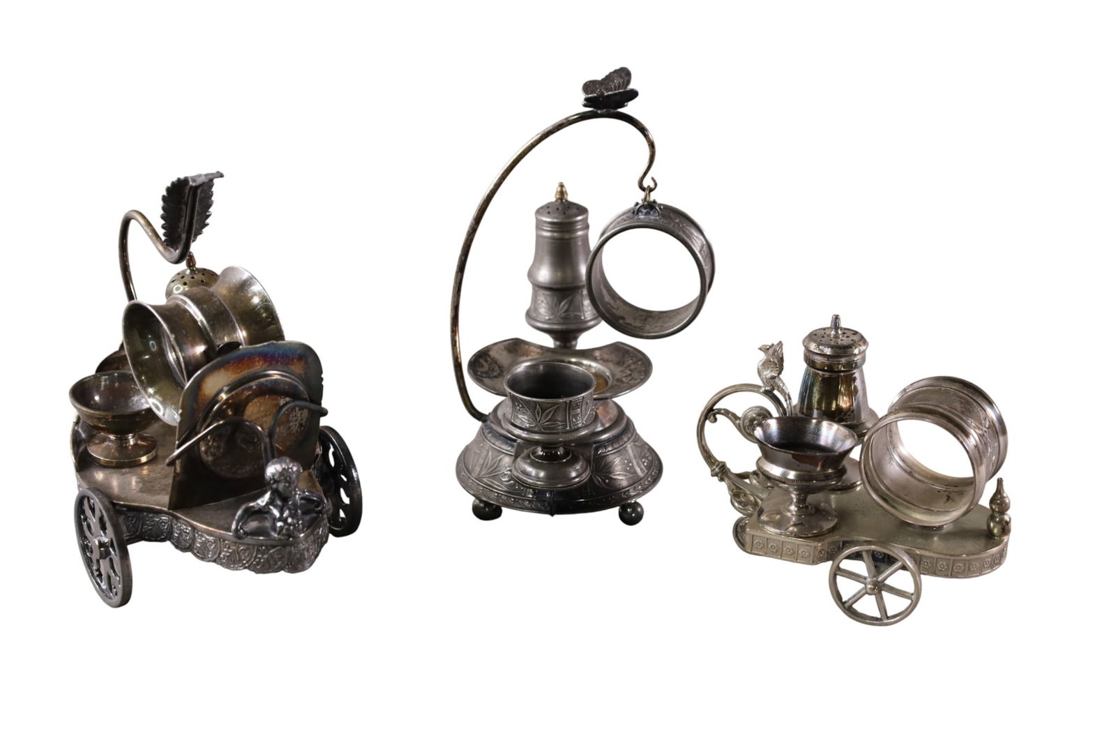 GROUPING OF VICTORIAN CONDIMENT SETS (1 of 7)