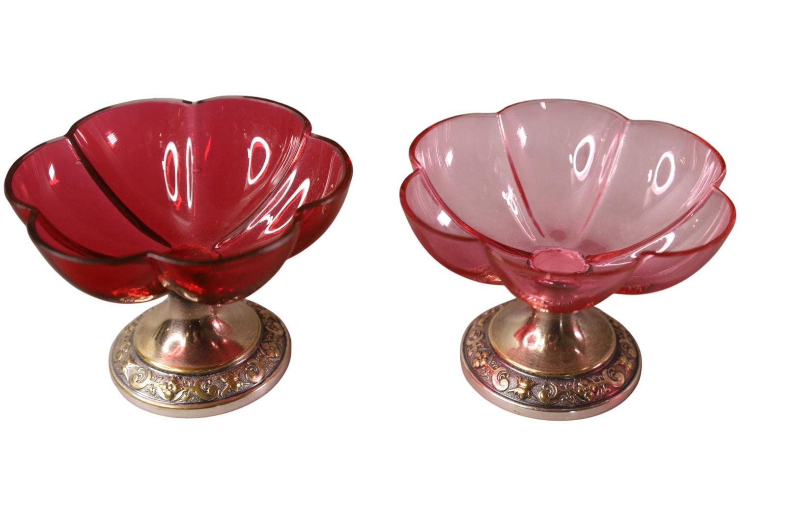 SILVERPLATED & CRANBERRY SERVING DISH SET - 3