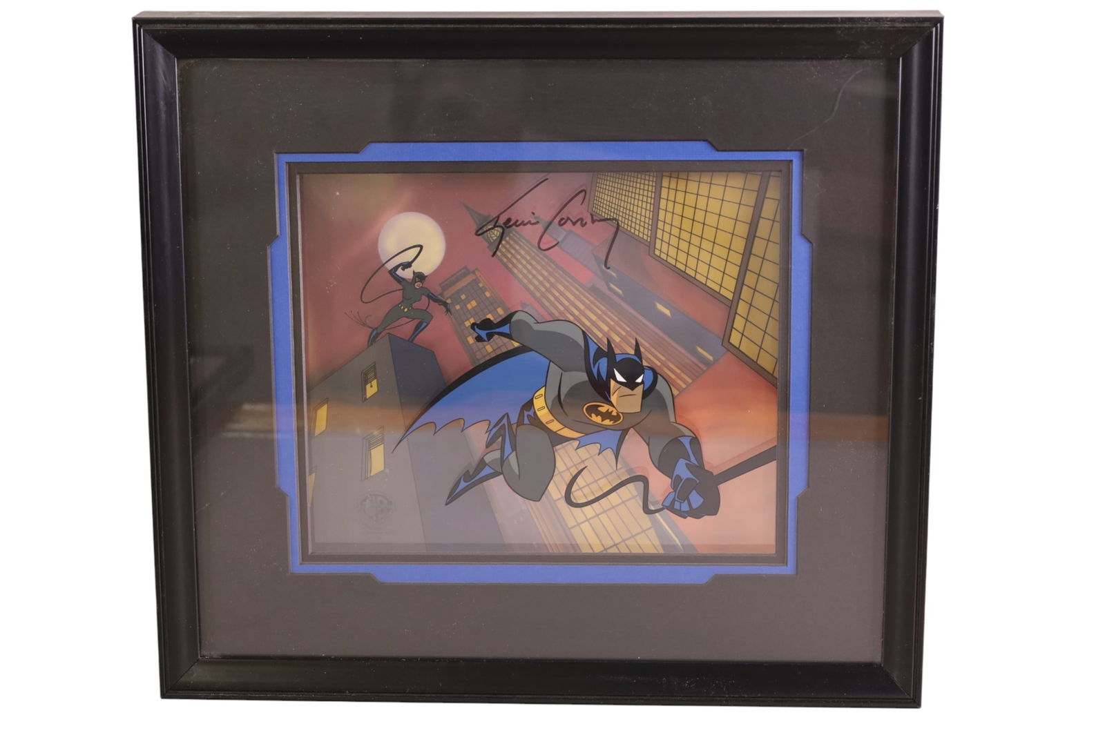 BATMAN ANIMATION CEL: KEVIN CONROY BATMAN ANIMATION CEL. SIGNED KEVIN CONROY. WITH ORIGINAL BILL OF SALE ON VERSO. 19" x 17"