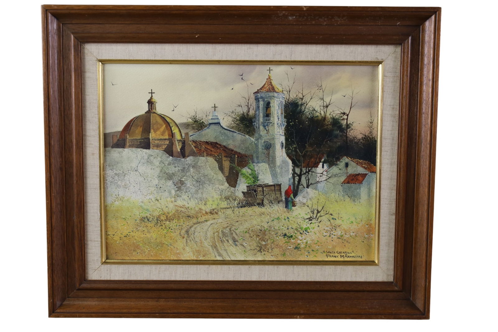 FRANK M. HAMILTON PAINTING: GOAUCHE, SIGNED LOWER RIGHT, TITLED SANTA CATARINA, 20 1/2" x 16 1/2"