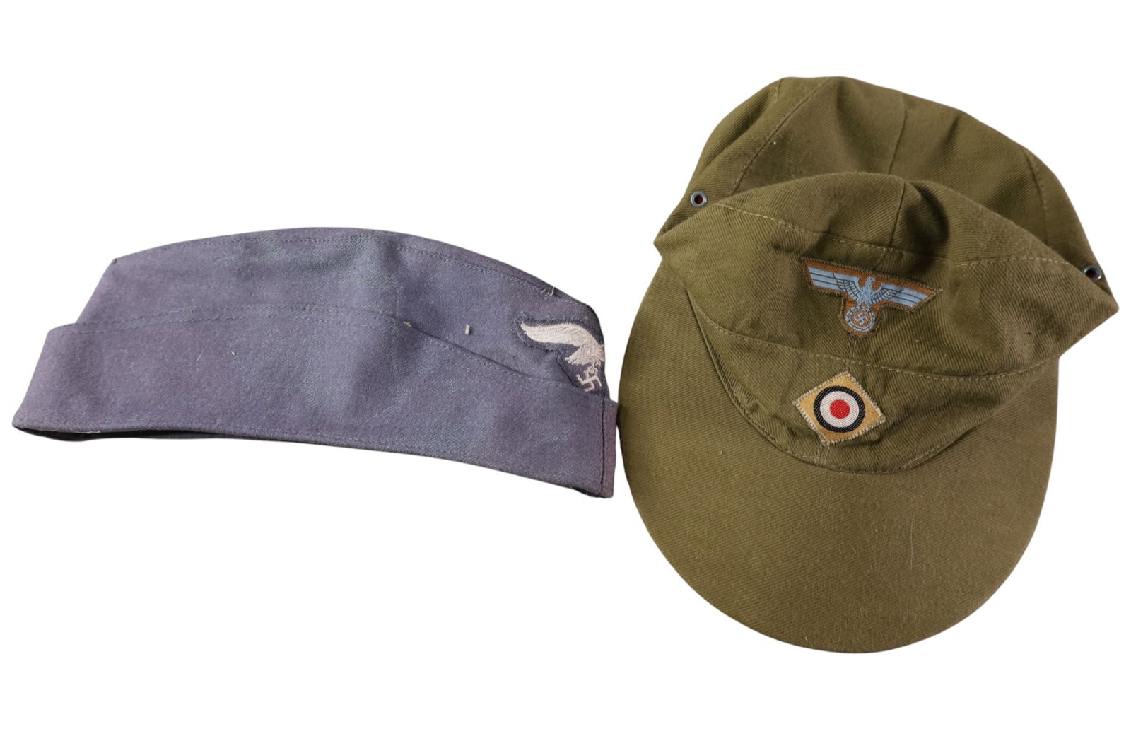 2 GERMAN WWII HATS: 2 GERMAN MILITARY WWII HATS,
