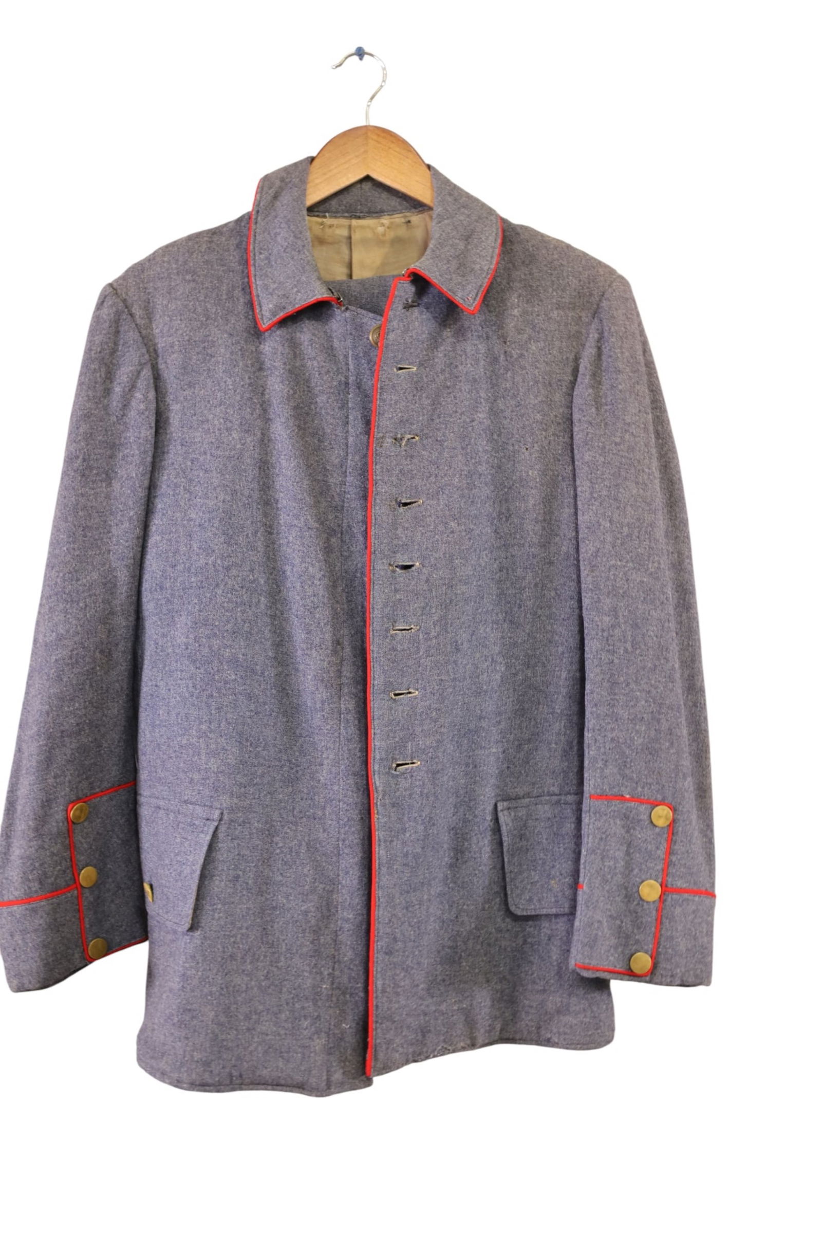 WWI GERMAN JACKET & PANTS: WOOL TUNIC WITH RED PIPING.