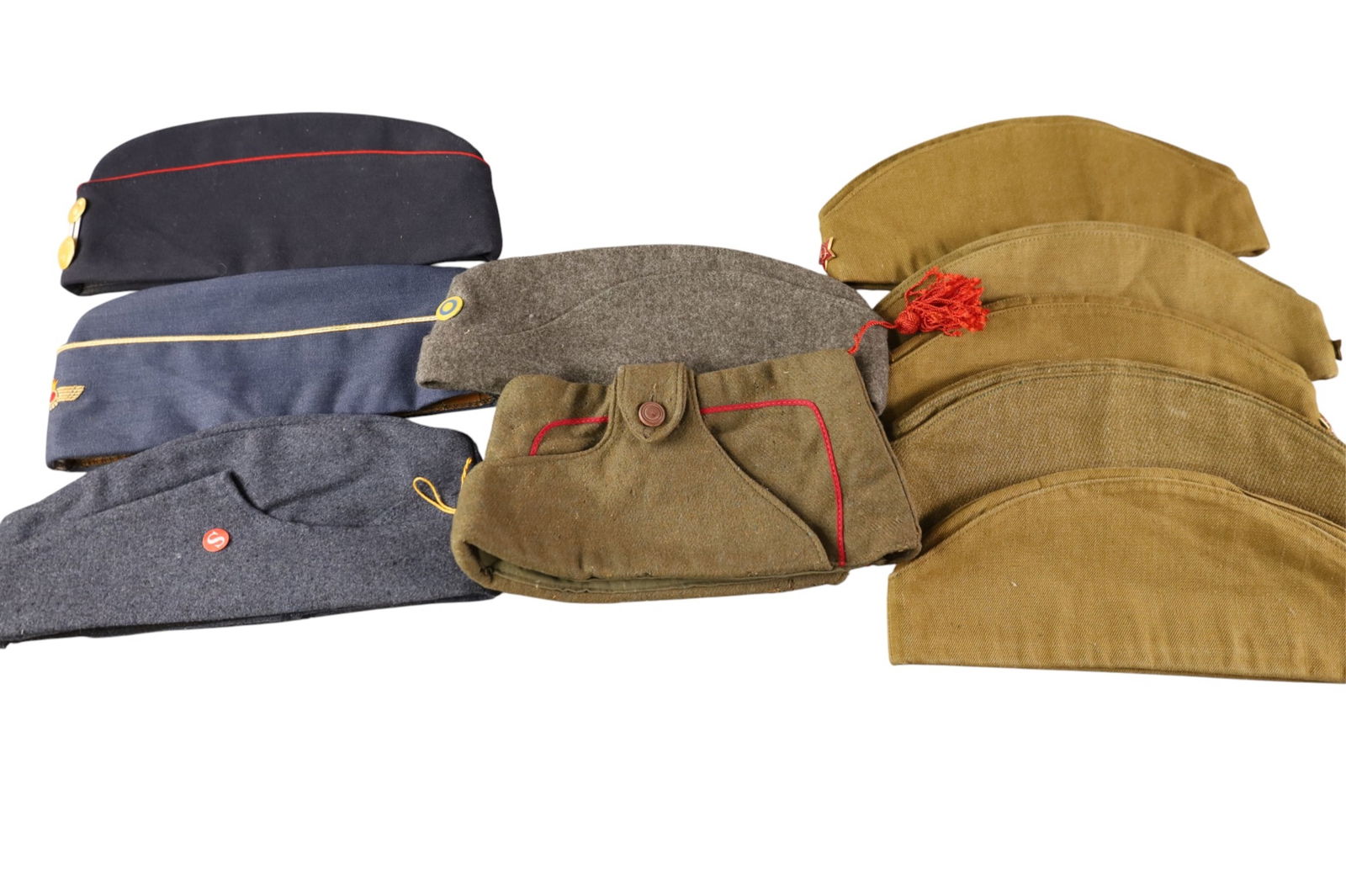 LOT OF 10 GARRISON CAPS: FOREIGN--SOME ARE RUSSIAN