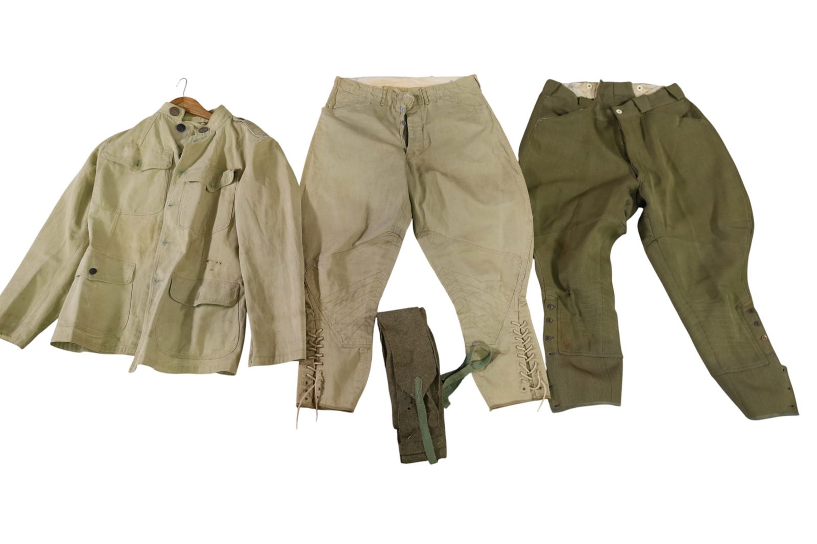 3 PCS. U.S. MILITARY CLOTHES: 2 PC. UNIFORM & GREEN PANTS