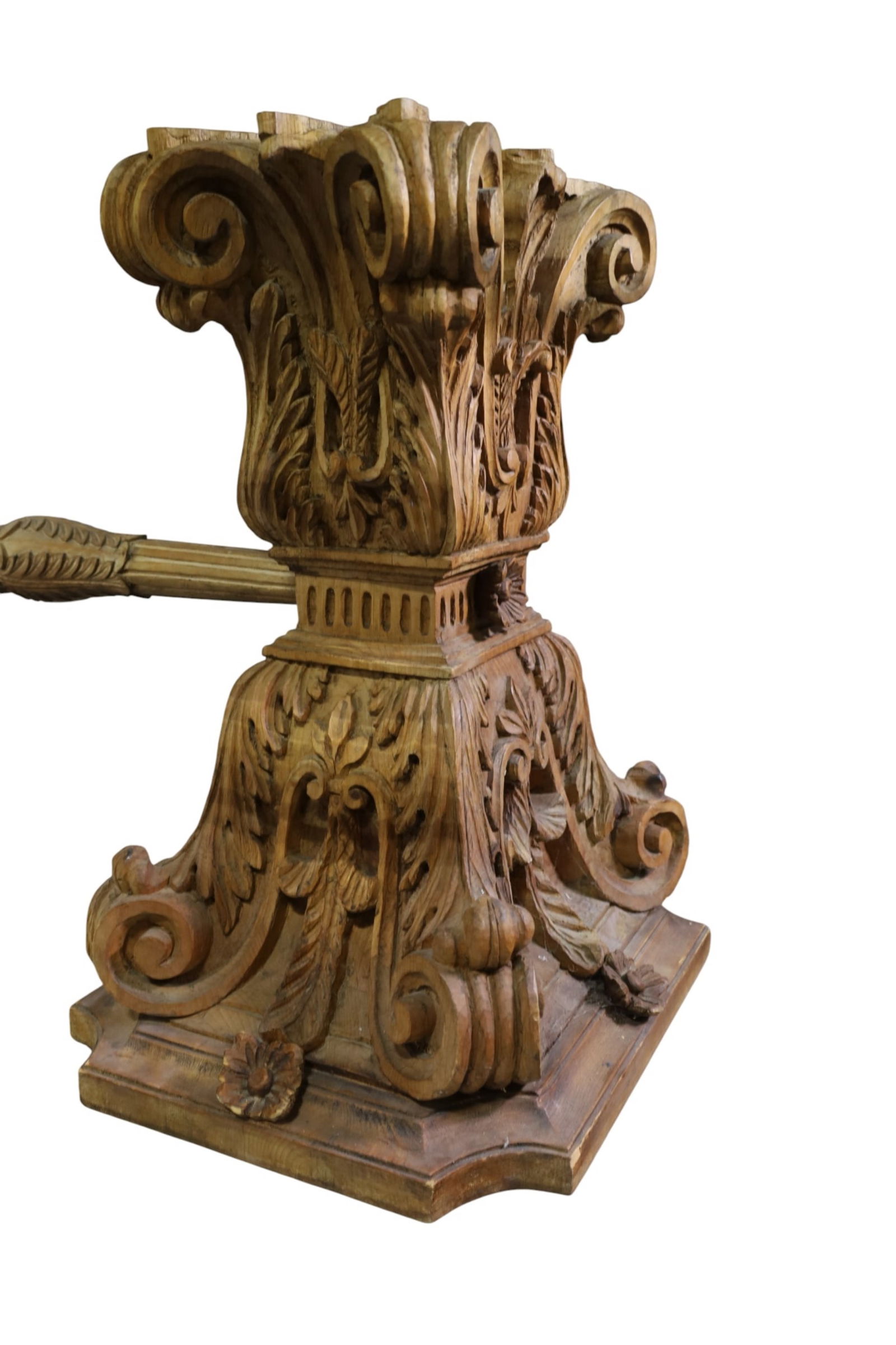 HIGHLY CARVED GLASS TOP DINING TABLE - 3