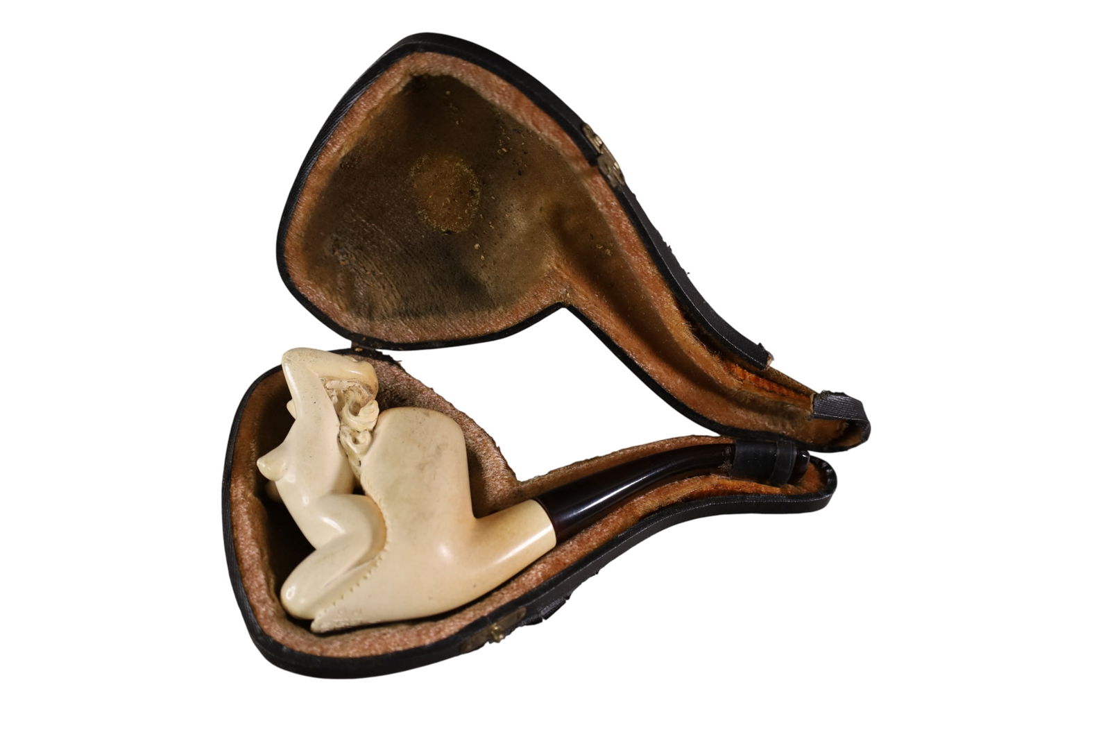 MEERSCHAUM PIPE: NUDE LADY MEERSCHAUM PIPE, IN CASE. 6" L.