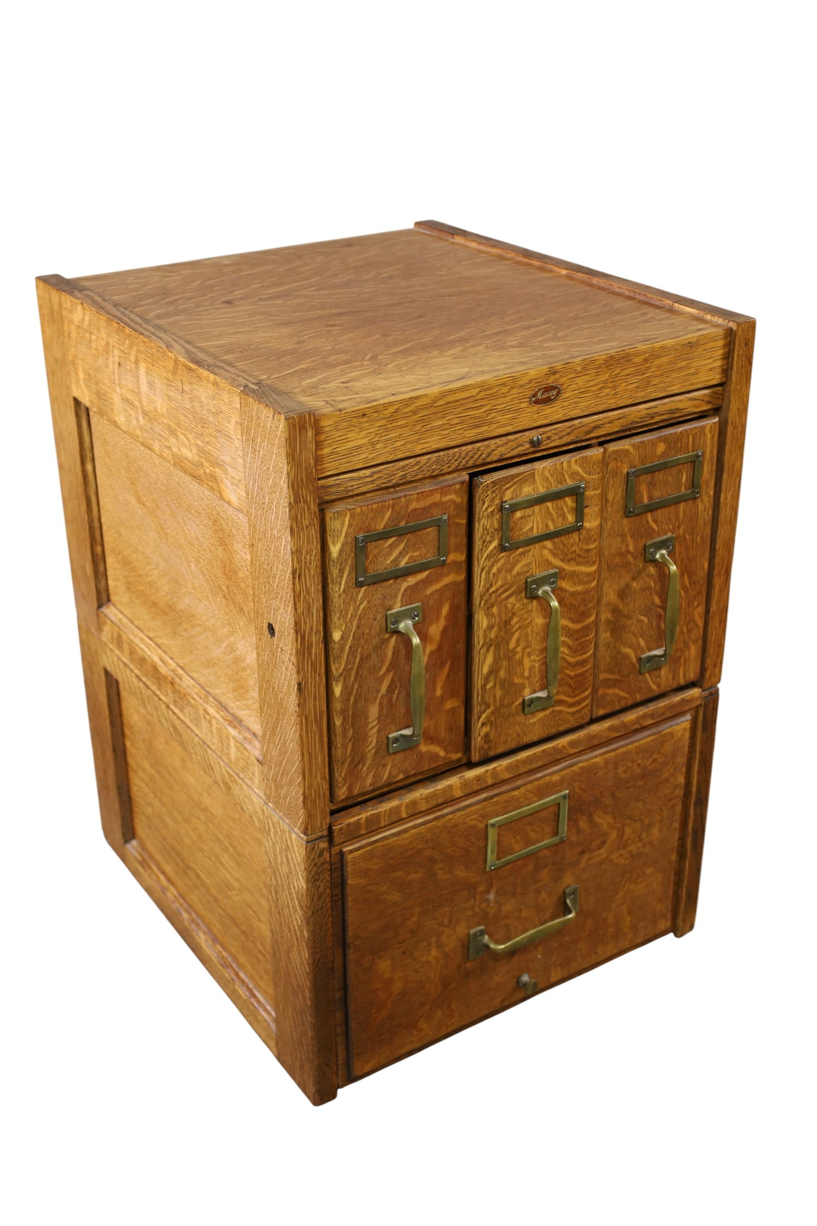 SMALL 2 STACK OAK FILE CABINET (1 of 4)