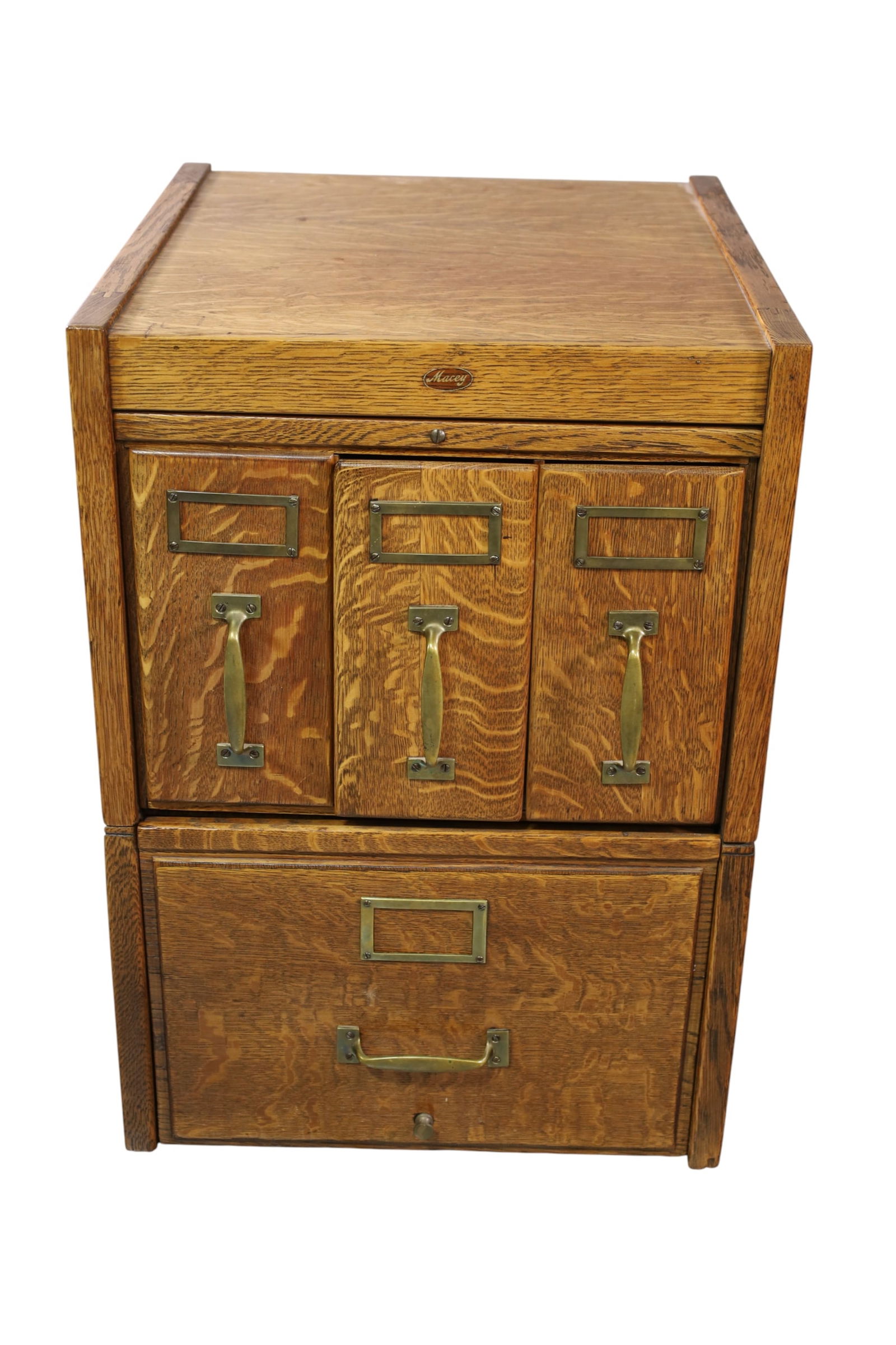 SMALL 2 STACK OAK FILE CABINET - 2