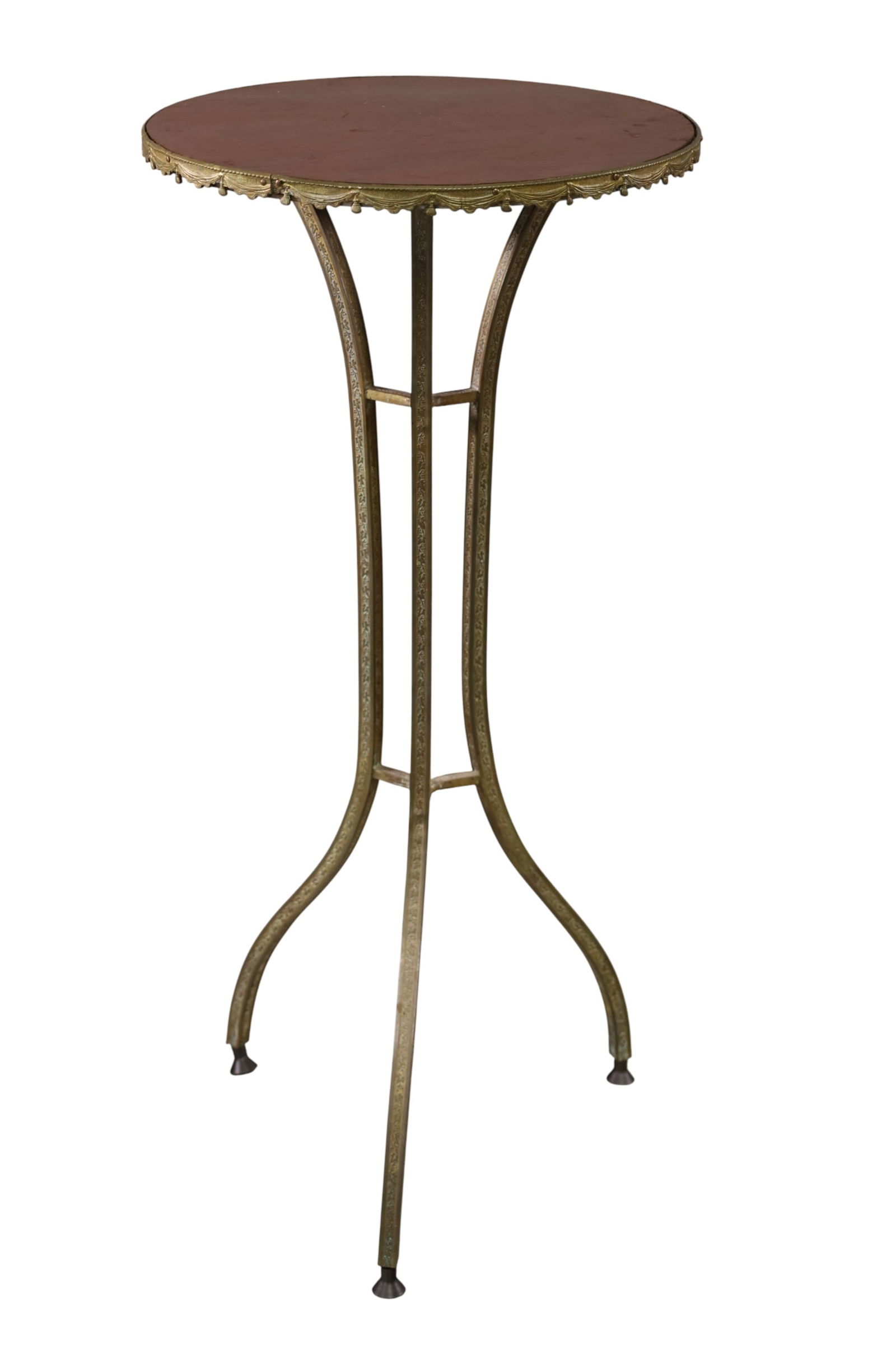 BRASS END TABLE: SMALL BRASS TRIPOD END TABLE, OR PLANT STAND, 15" DIAM x 31" H. THIS ITEM EXCEEDS SIZE LIMITATIONS FOR IN HOUSE SHIPPING, MUST BE PICKED UP IN HOUSE OR SHIPPED VIA 3rd PARTY GROUND SHIPPER.