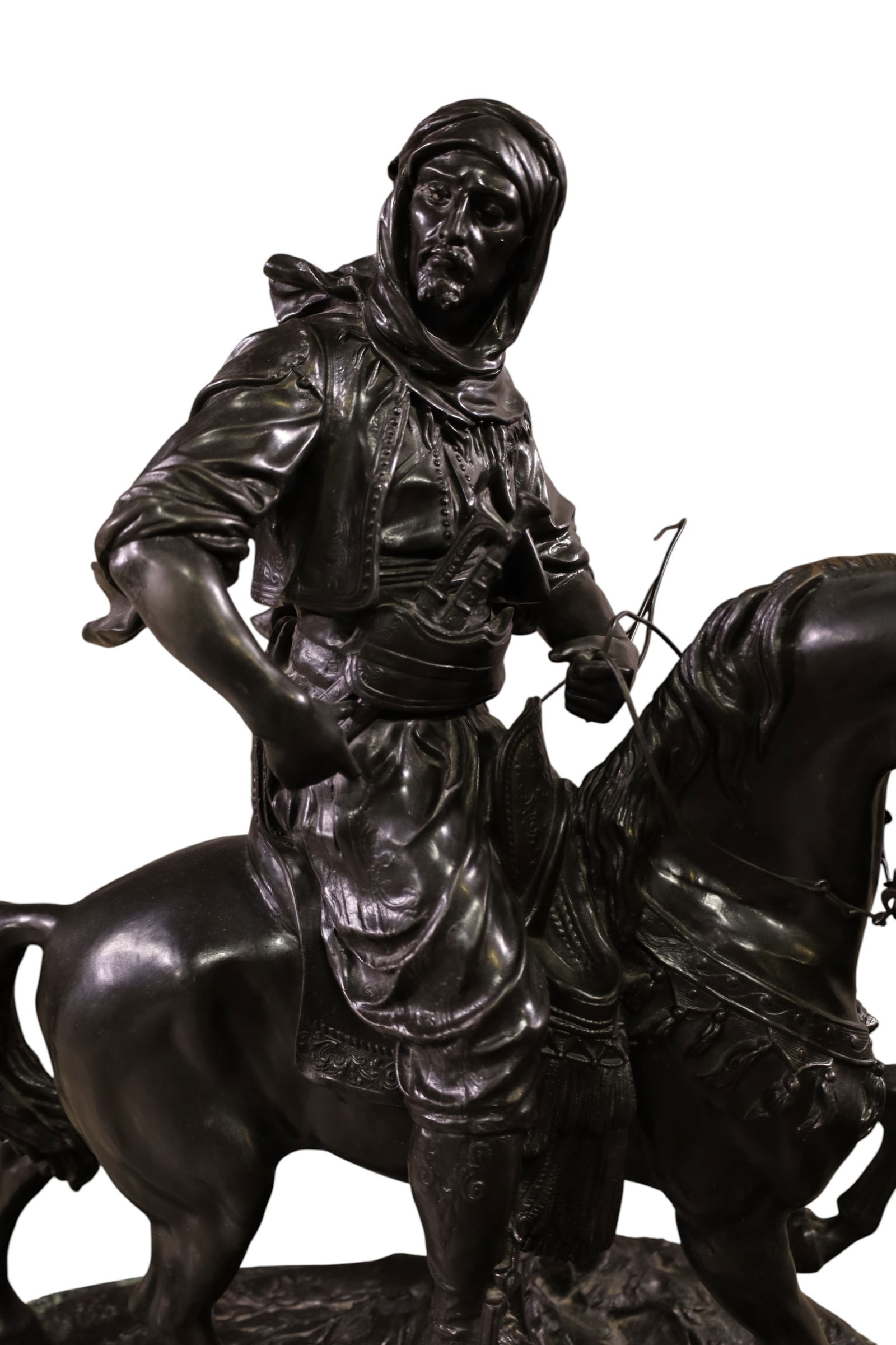 LARGE CAVALIER ARABE BRONZE FIGURE - 2