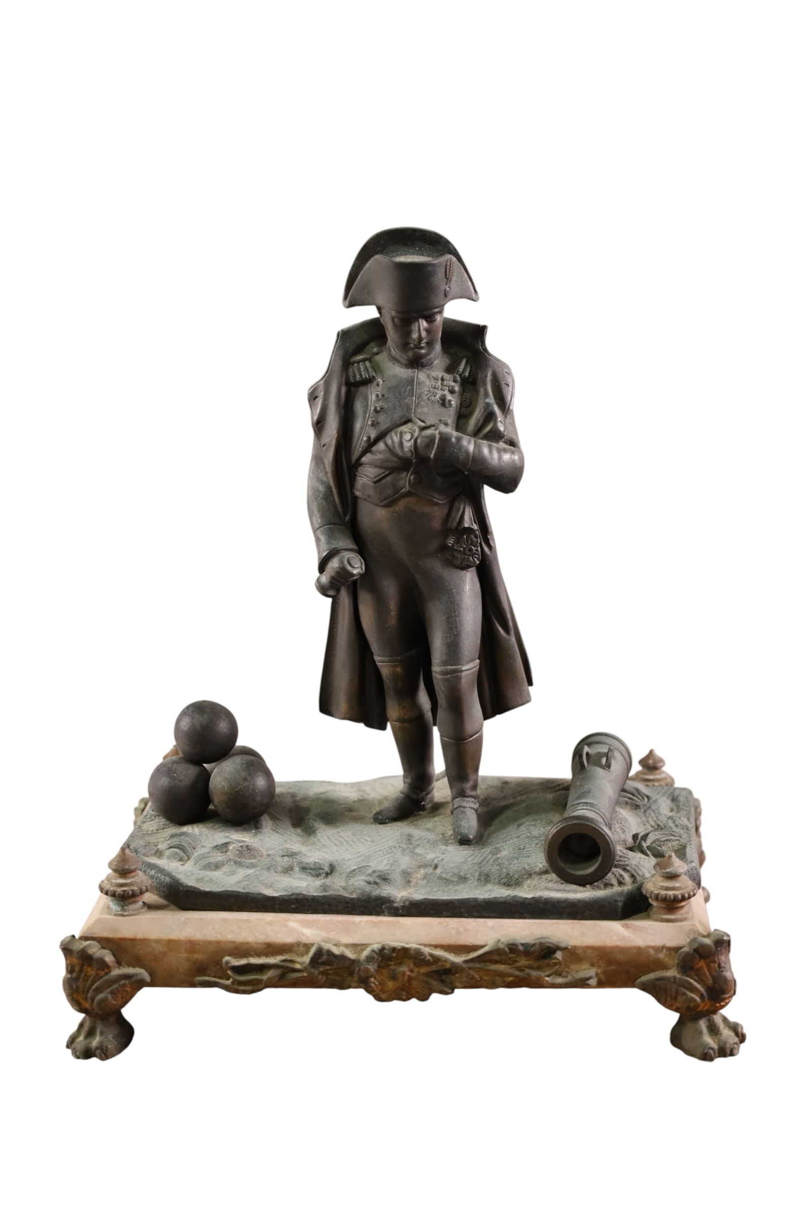 NAPOLEON BRONZE: SMALL NAPOLEON BRONZE FIGURE, ON MARBLE BASE, LOOSE ON BASE. 9 1/2" H.