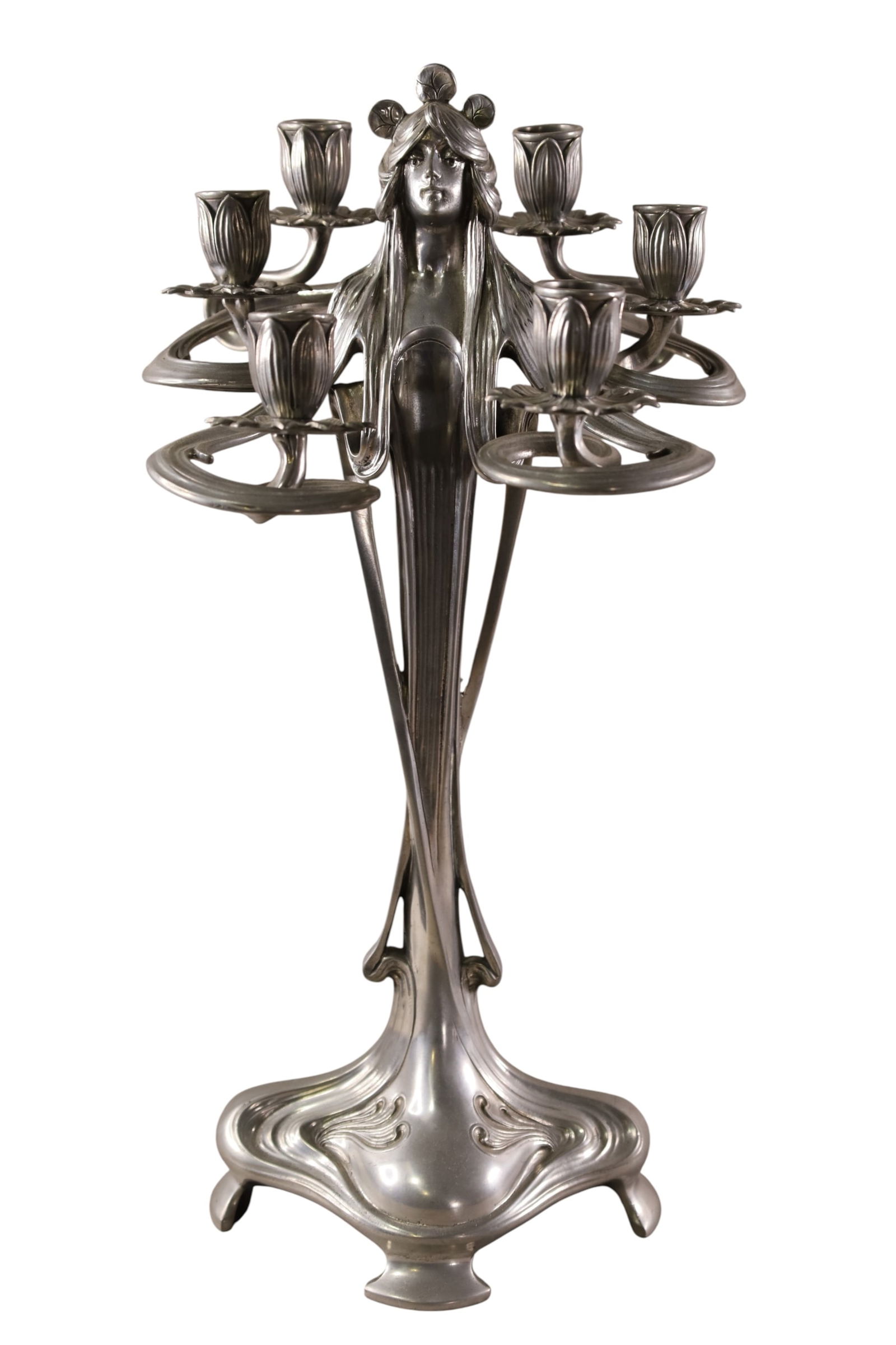 FIGURAL PEWTER CANDELABRA (1 of 2)