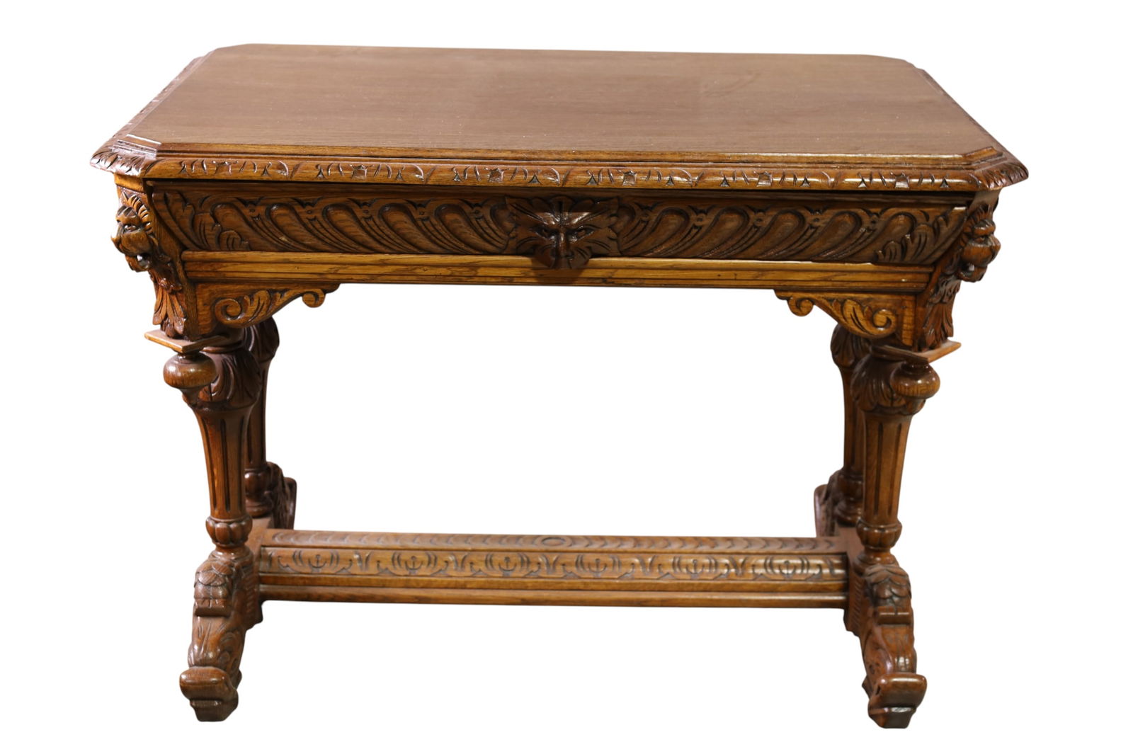 ANTIQUE HIGHLY CARVED OAK DESK (1 of 5)