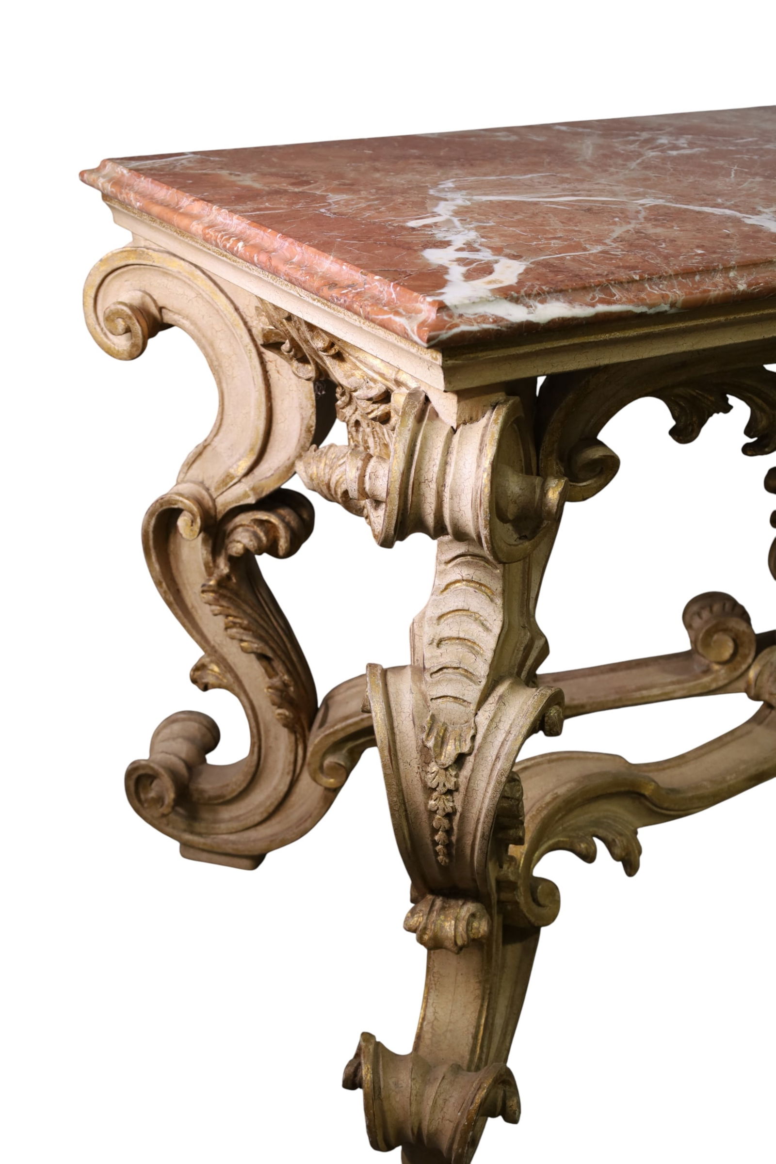 SPANISH ROCOCO MARBLE TOP HALL TABLE - 3