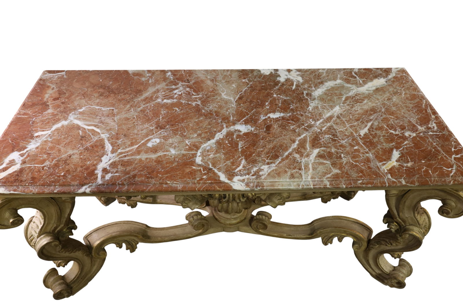 SPANISH ROCOCO MARBLE TOP HALL TABLE - 4