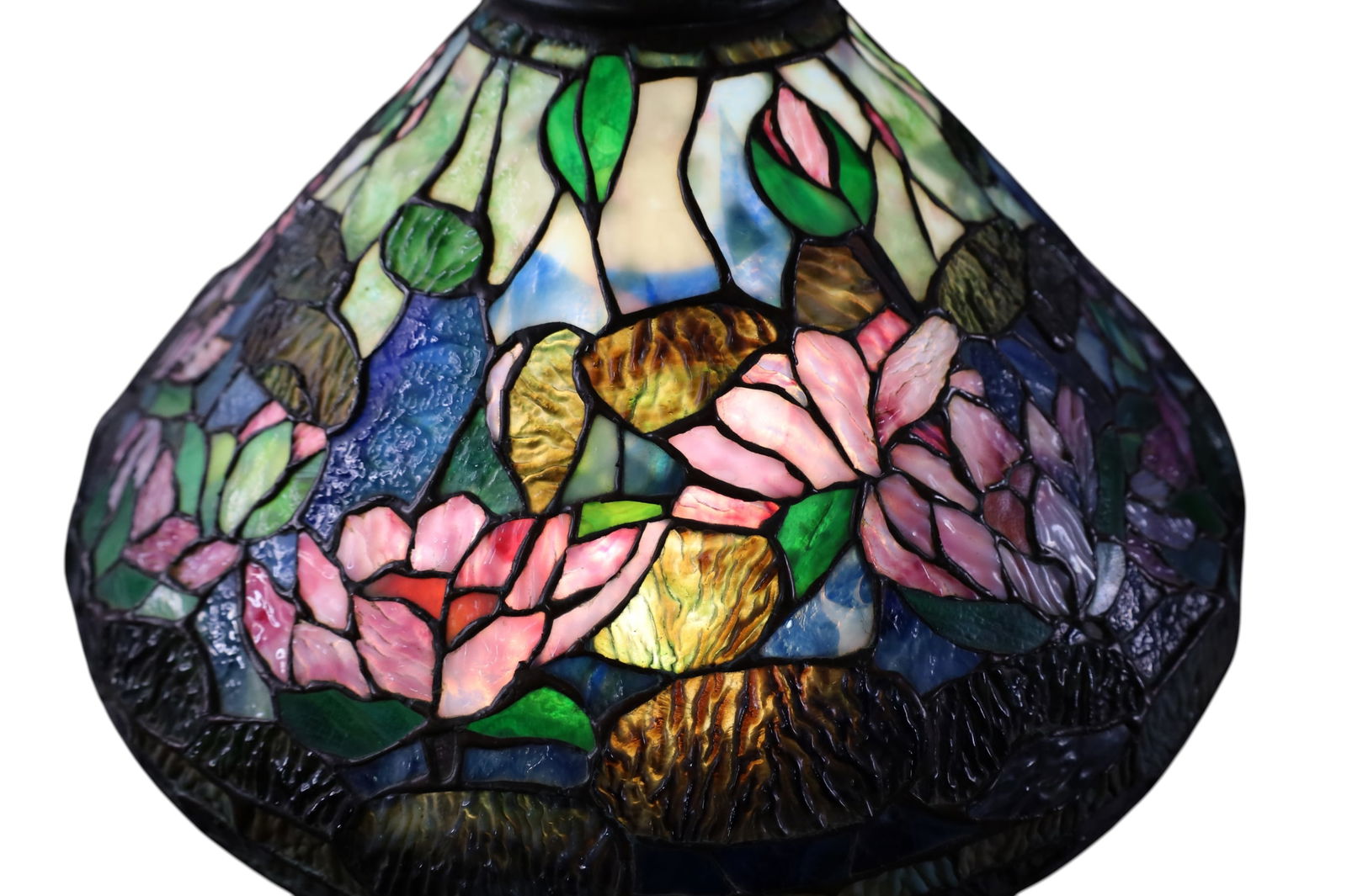 LARGE LEADED GLASS TABLE LAMP - 5