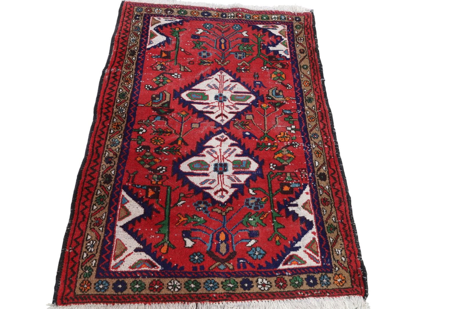 APPROX 4' 5" x 3' 3" HANDMADE WOOL RUG (1 of 2)