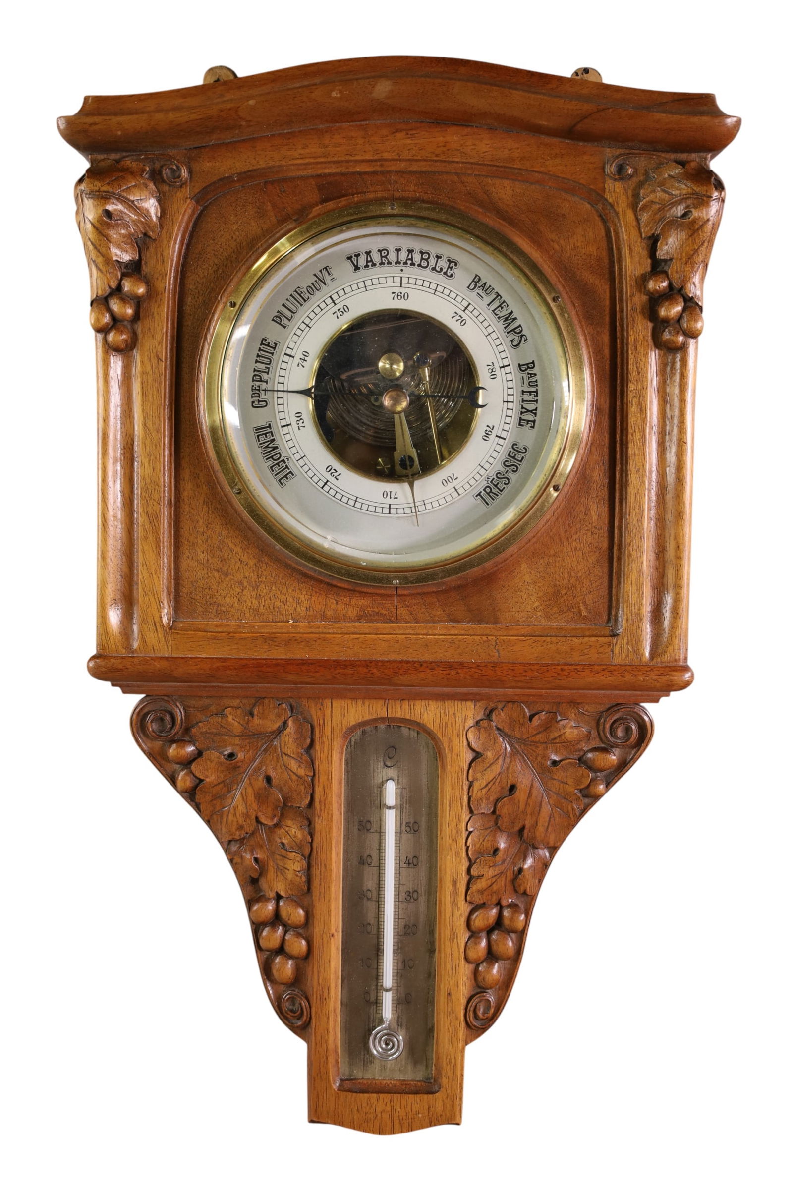 CARVED OAK BAROMETER (1 of 3)