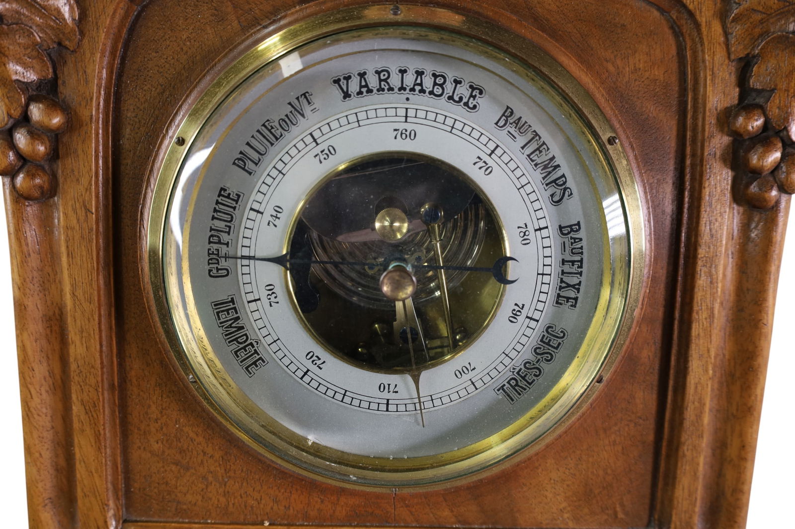 CARVED OAK BAROMETER - 3