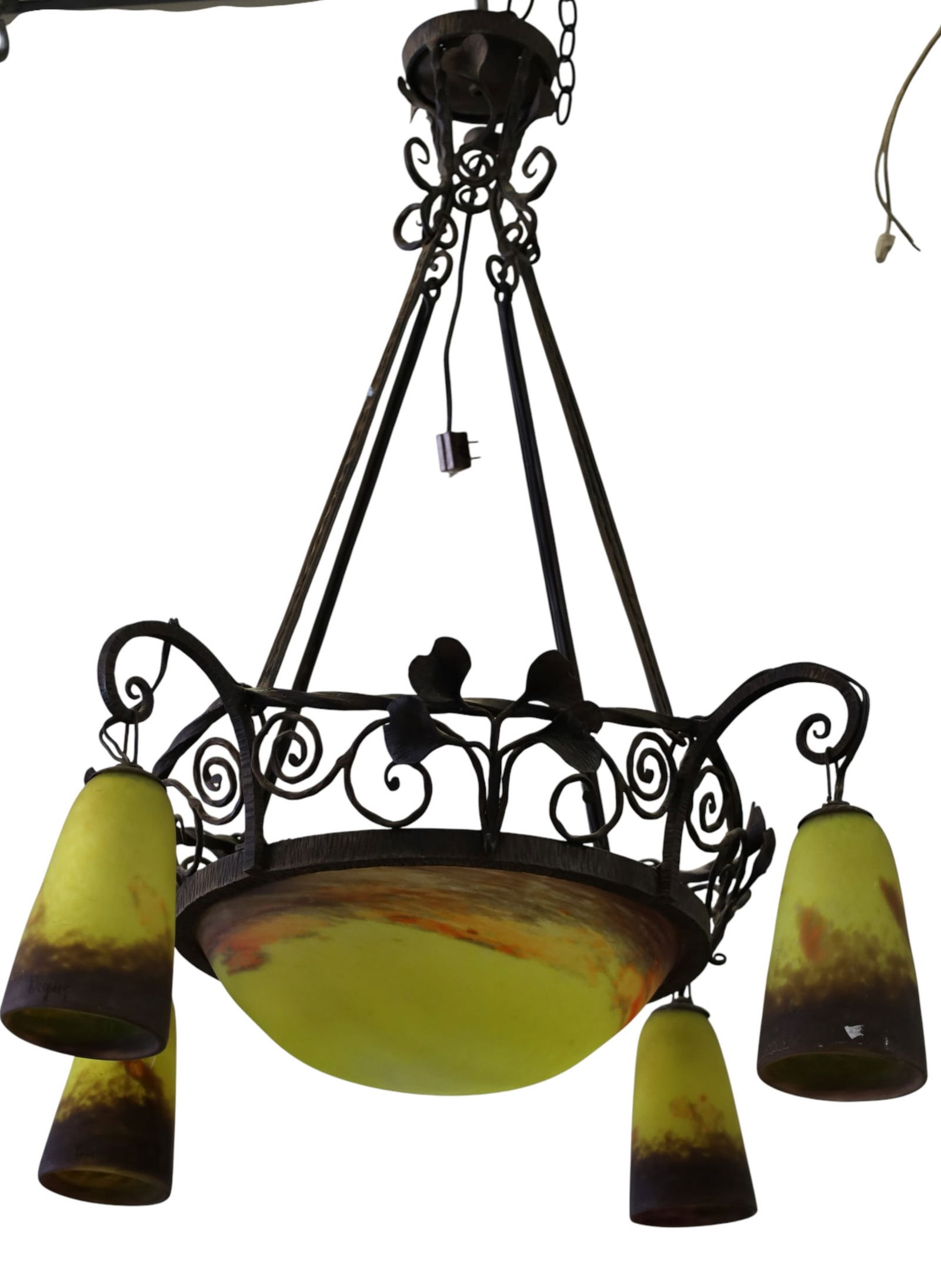 FRENCH ART GLASS CHANDELIER (1 of 4)