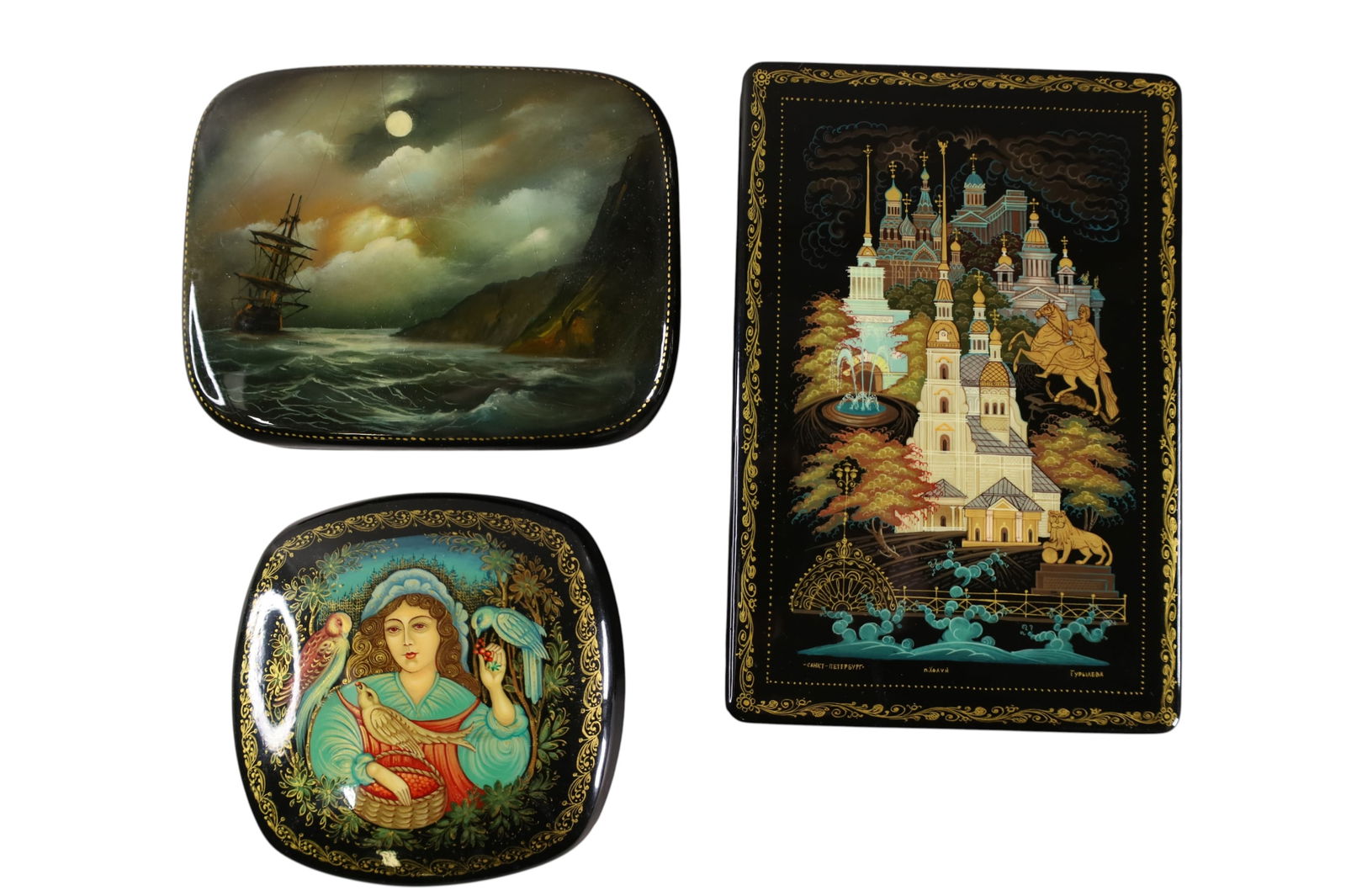 3 RUSSIAN LACQUER BOXES (1 of 2)
