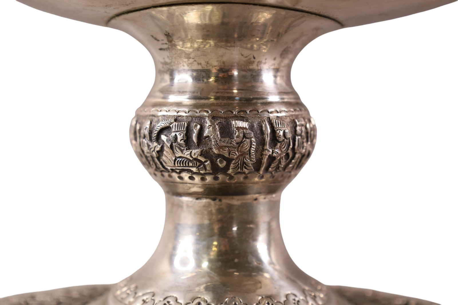 LARGE PERSIAN REPOUSSE SILVER CENTER PIECE - 3