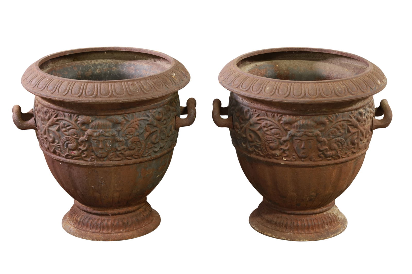 PAIR OF CAST IRON PLANTERS (1 of 4)