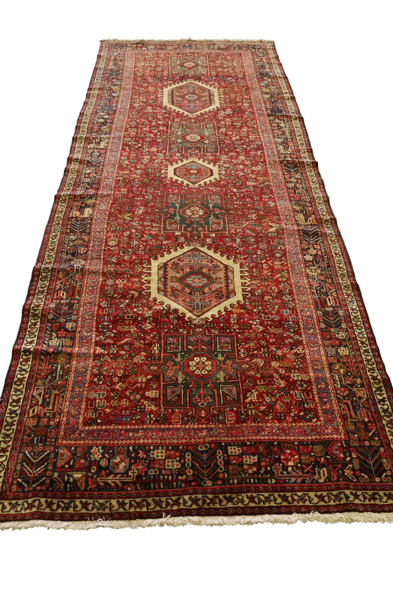 APPROX 12' x 4' 7" HANDMADE WOOL RUG (1 of 4)