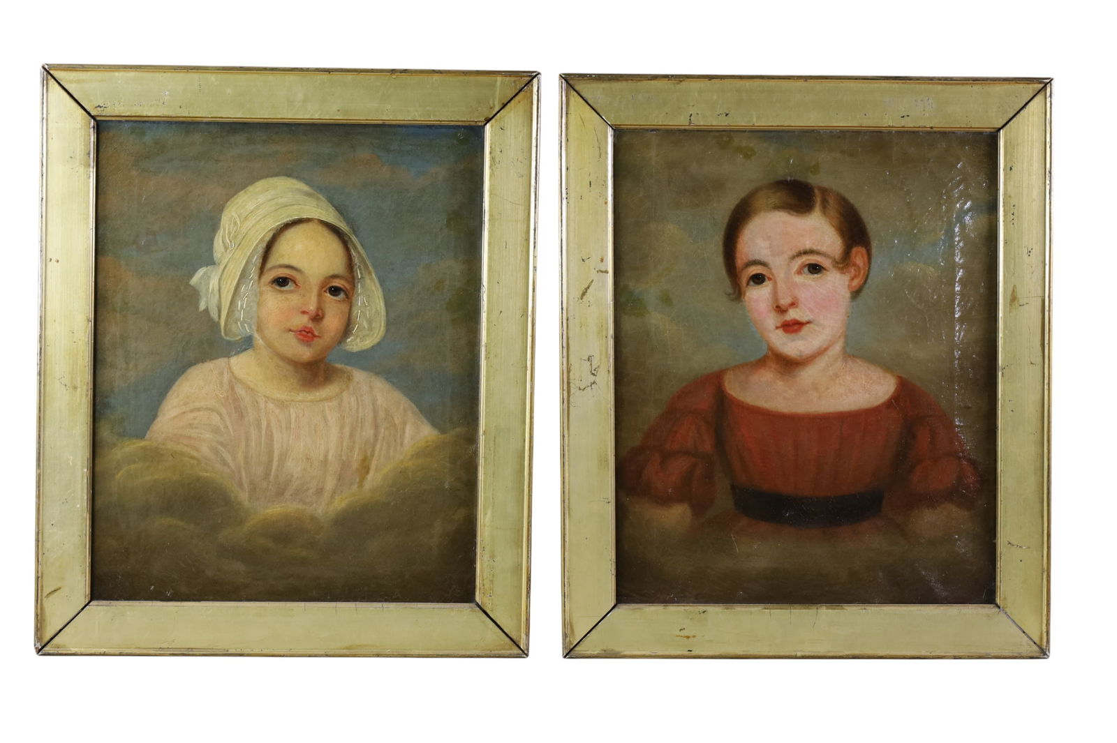 PAIR OF 19TH CENTURY ENGLISH PORTRAIT PAINTINGS: PAIR OF 1800'S ENGLISH OIL ON CANVAS PORTRAIT PAINTINGS. REPAIRS. 17" x 20 1/2"
