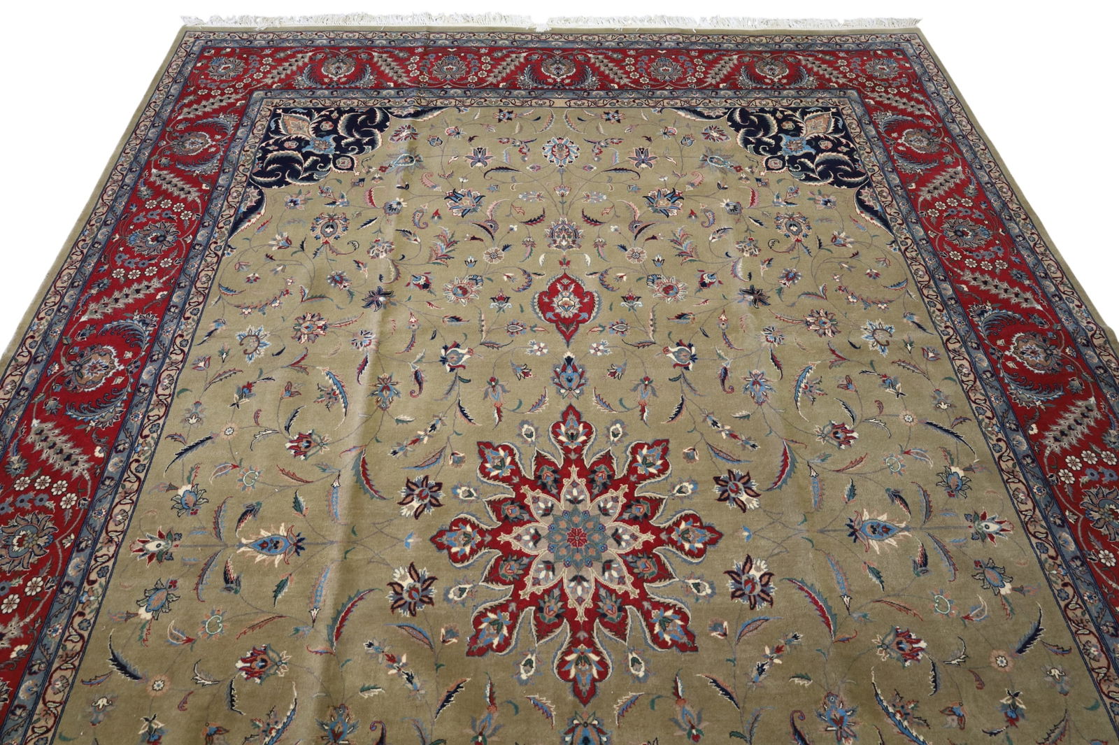 APPROX 9' x 12' 7" HANDMADE WOOL RUG - 2