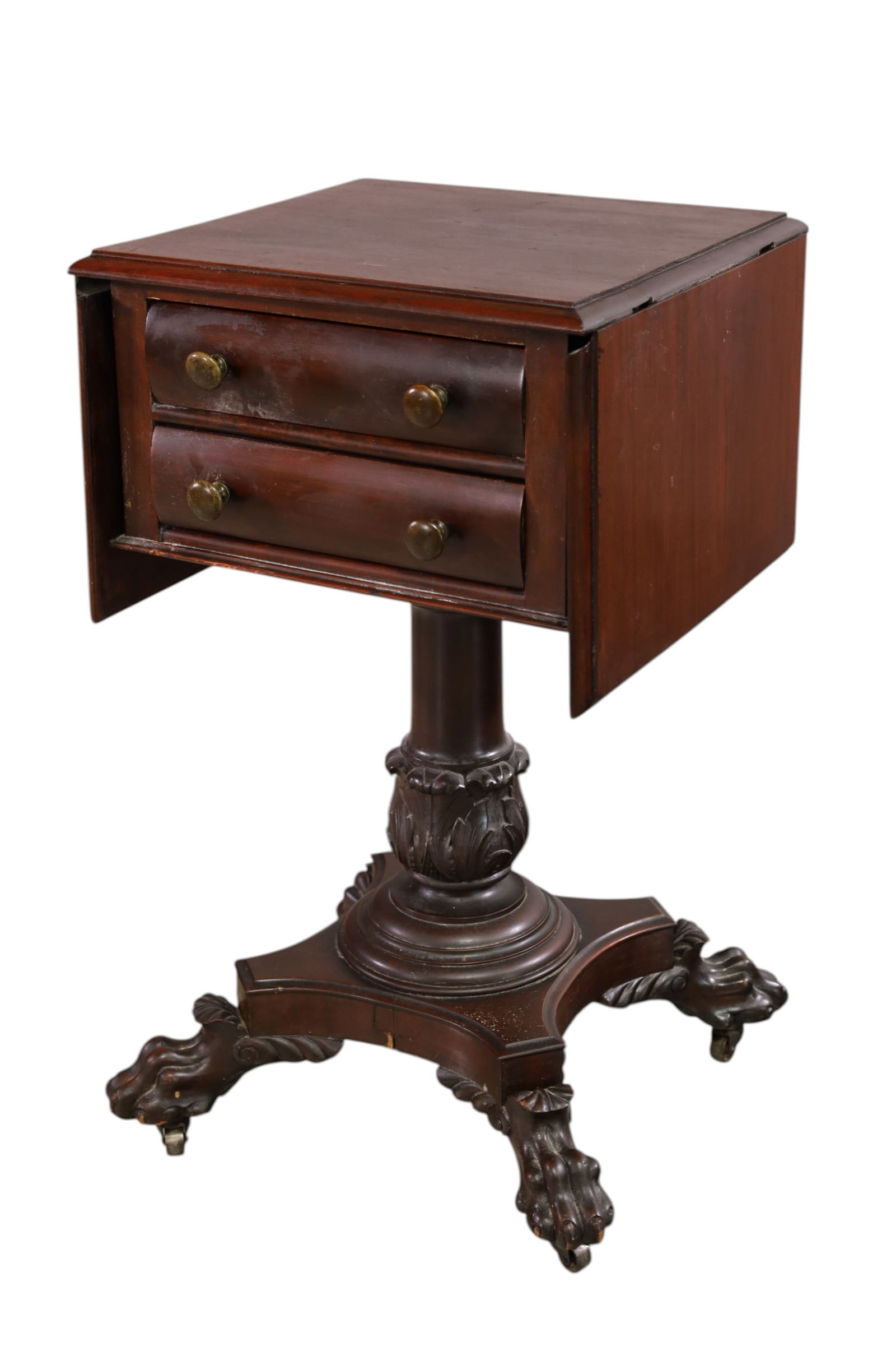 19TH CENTURY CLAW FOOT DROP SIDE TABLE (1 of 2)