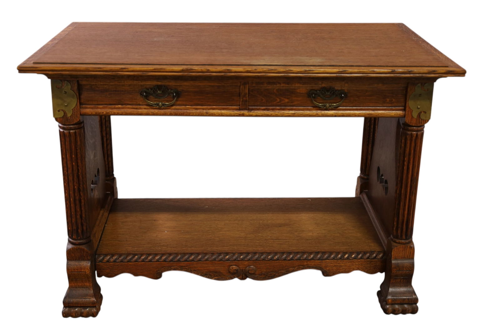 CARVED AMERICAN OAK DESK (1 of 4)