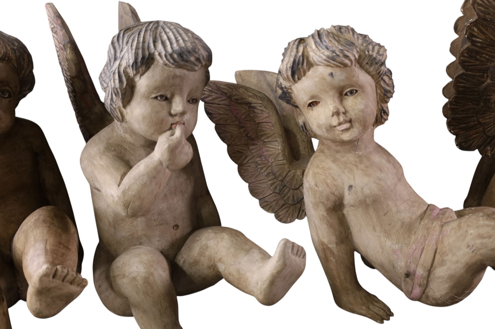 4 CARVED CHERUBS - 3