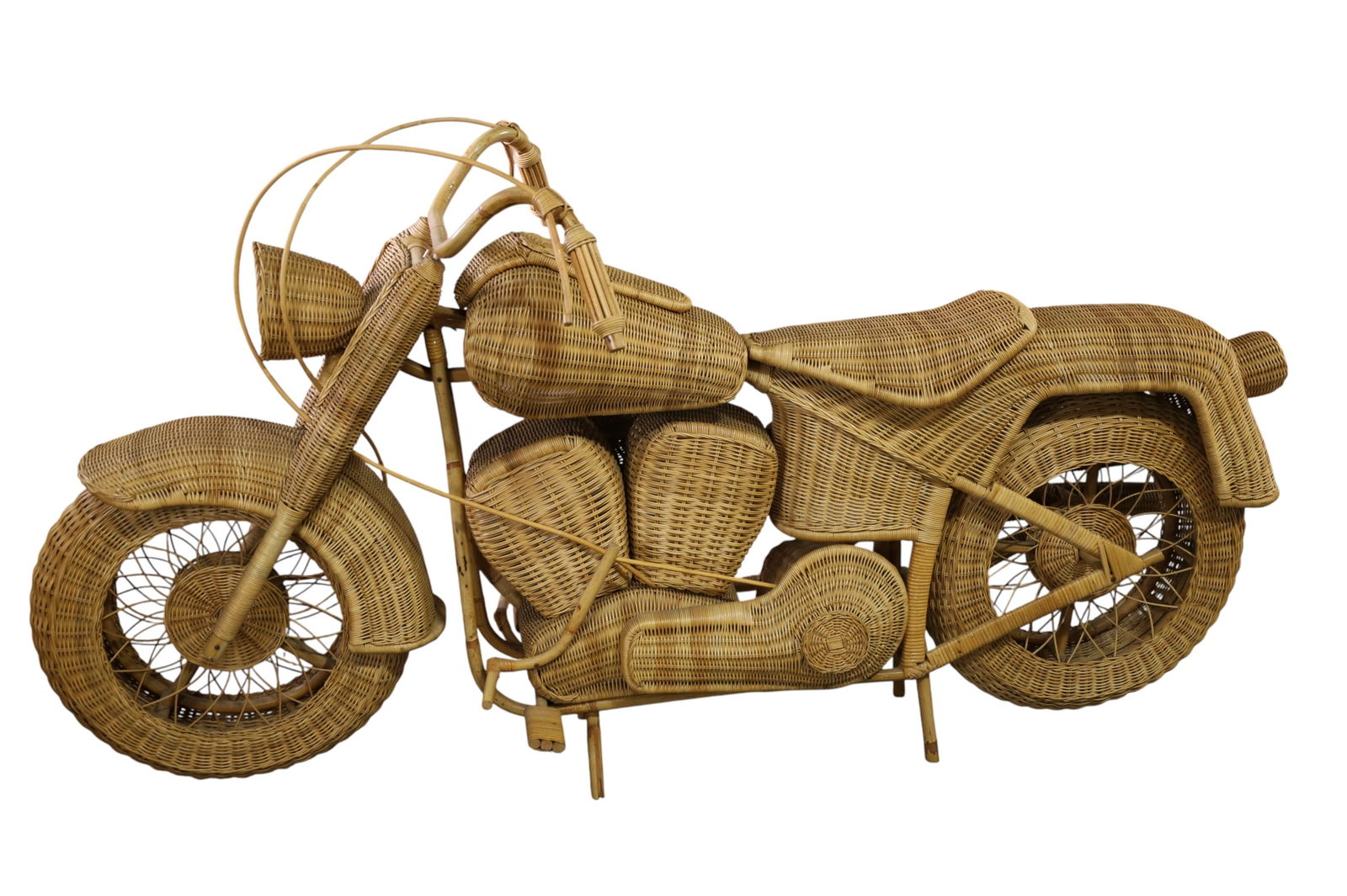 VINTAGE FULL SIZE WICKER MOTORCYCLE - 3