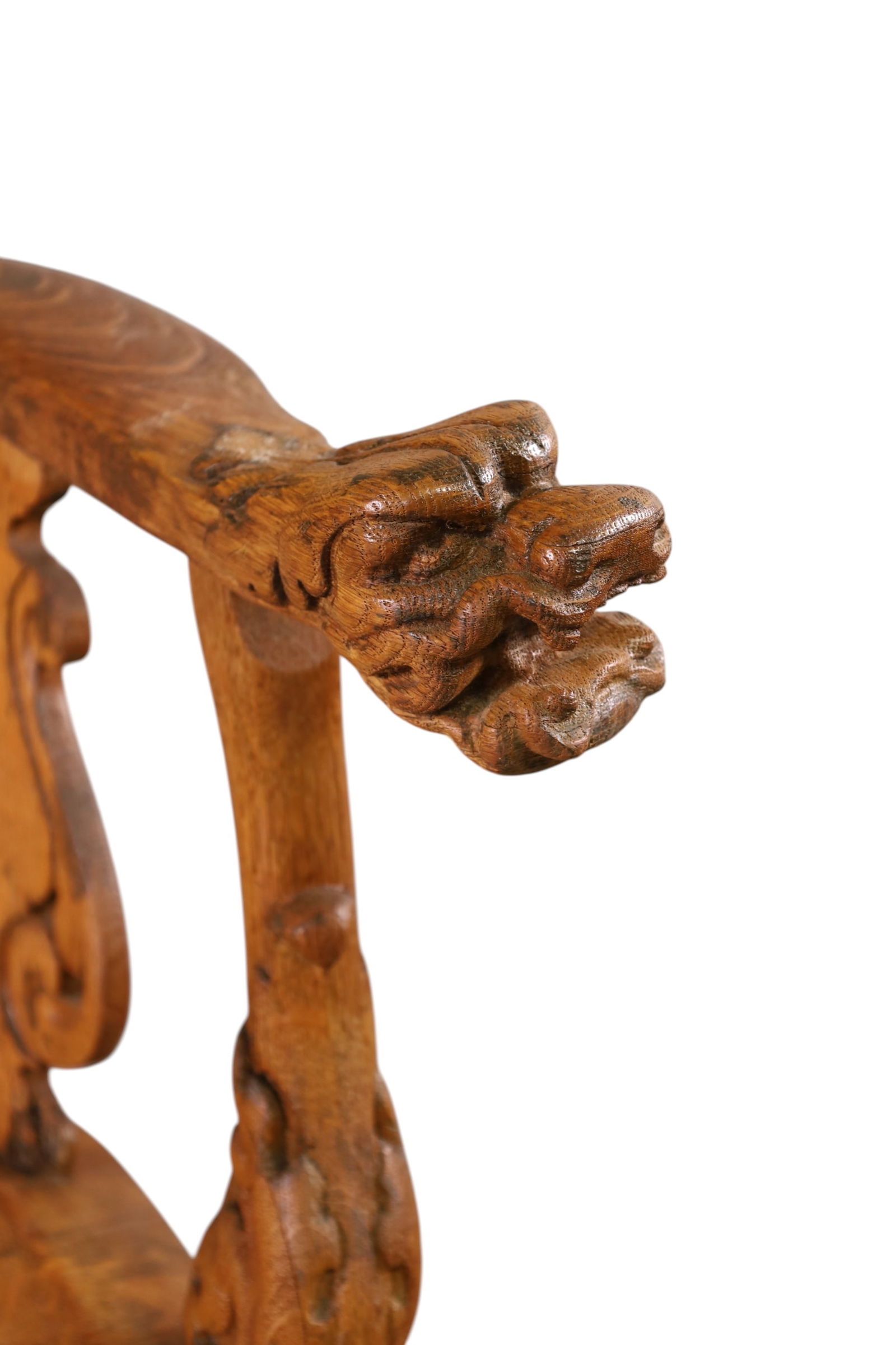 ORNATE AMERICAN OAK SETTEE - 3