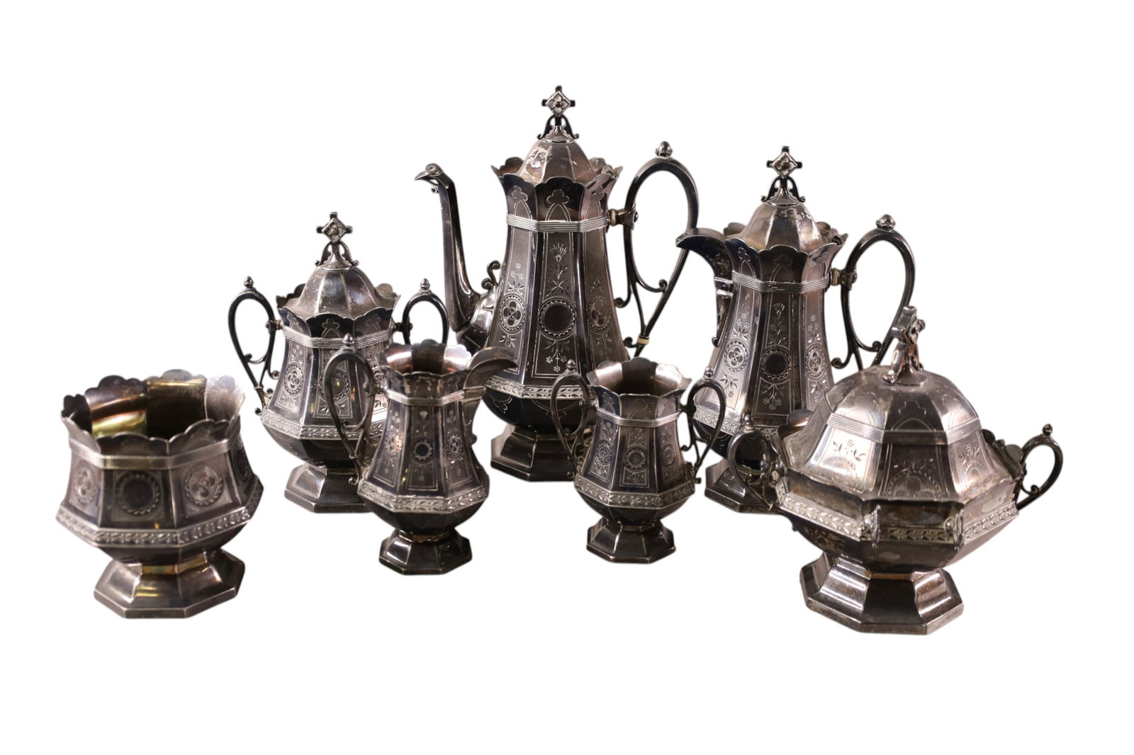 VICTORIAN SILVERPLATED TEA SET (1 of 3)