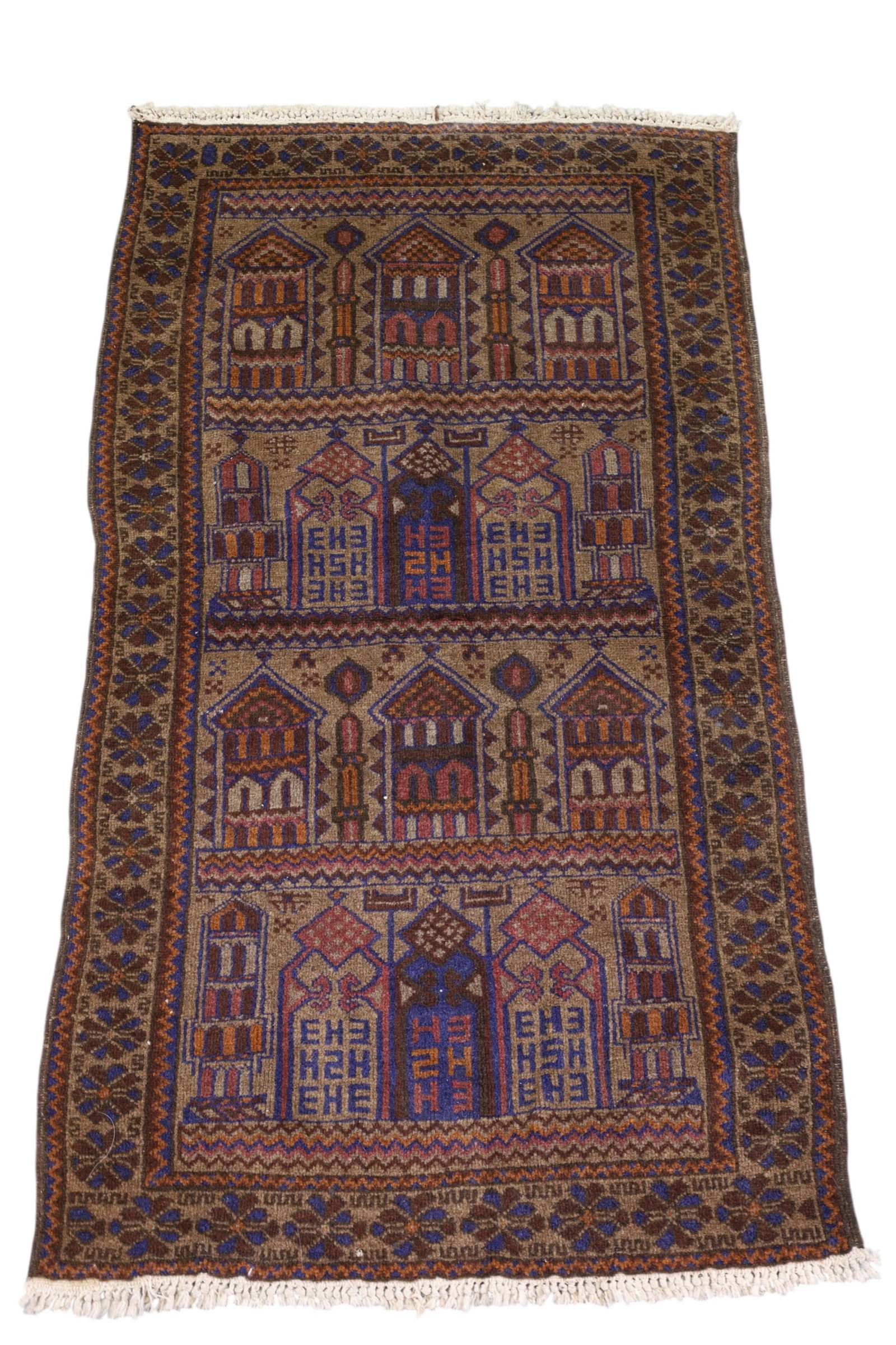 APPROX 4' 11" x 2' 9" HANDMADE WOOOL RUG: HANDMADE WOOL RUG.