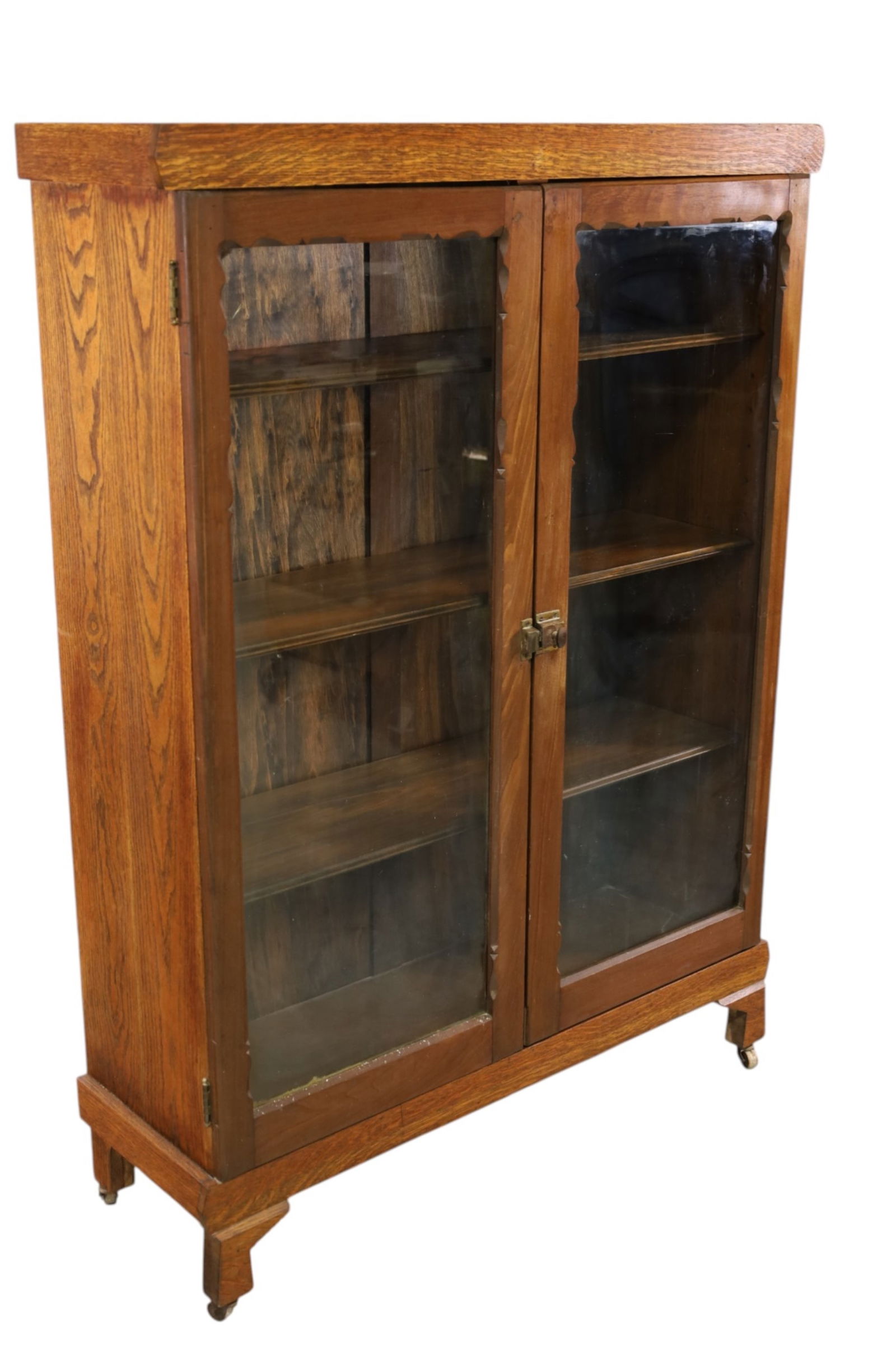 ANTIQUE 2 DOOR BOOKCASE - 2
