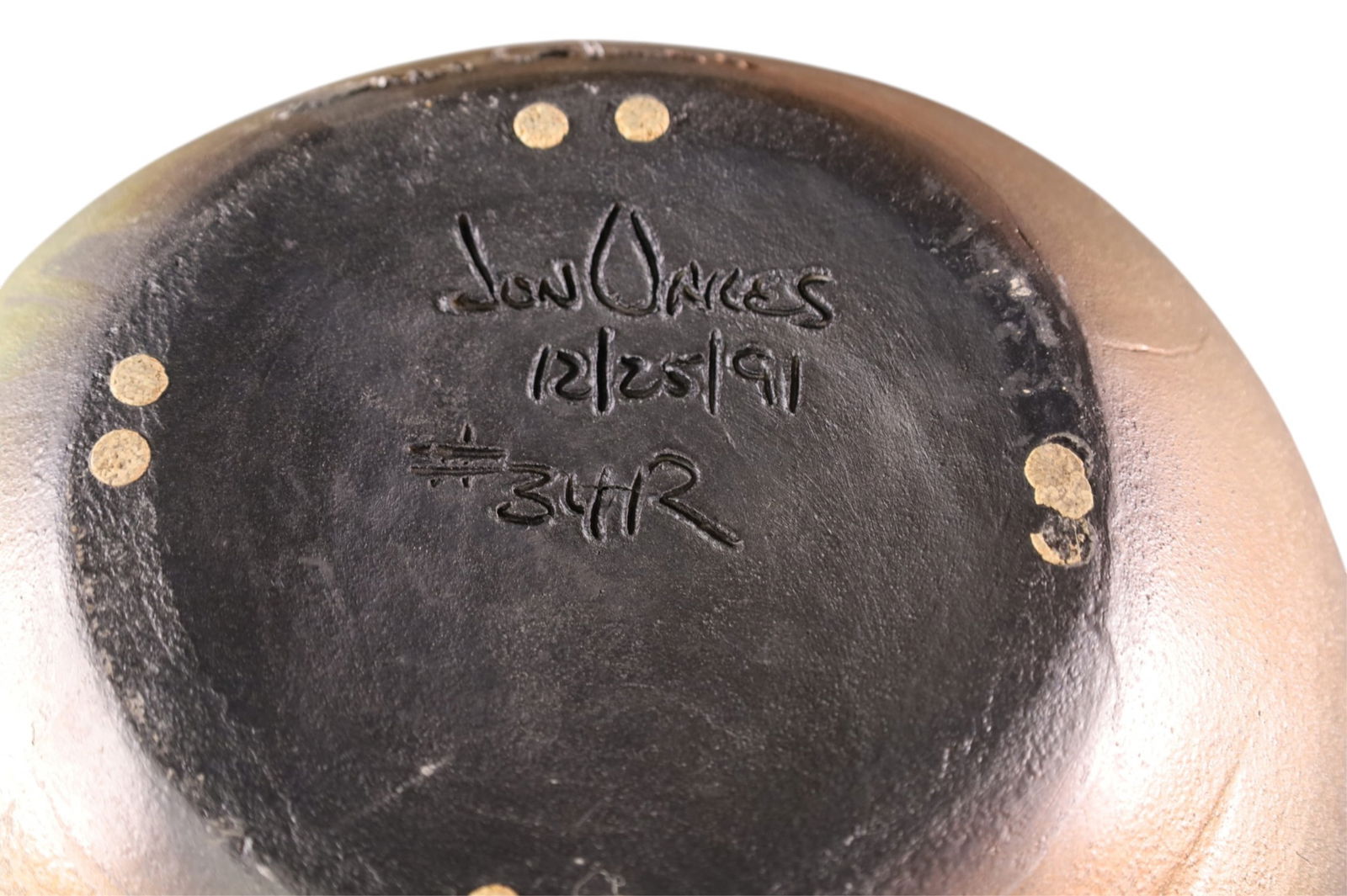 JOHN OAKES STUDIO POTTERY LIDDED VASE - 2