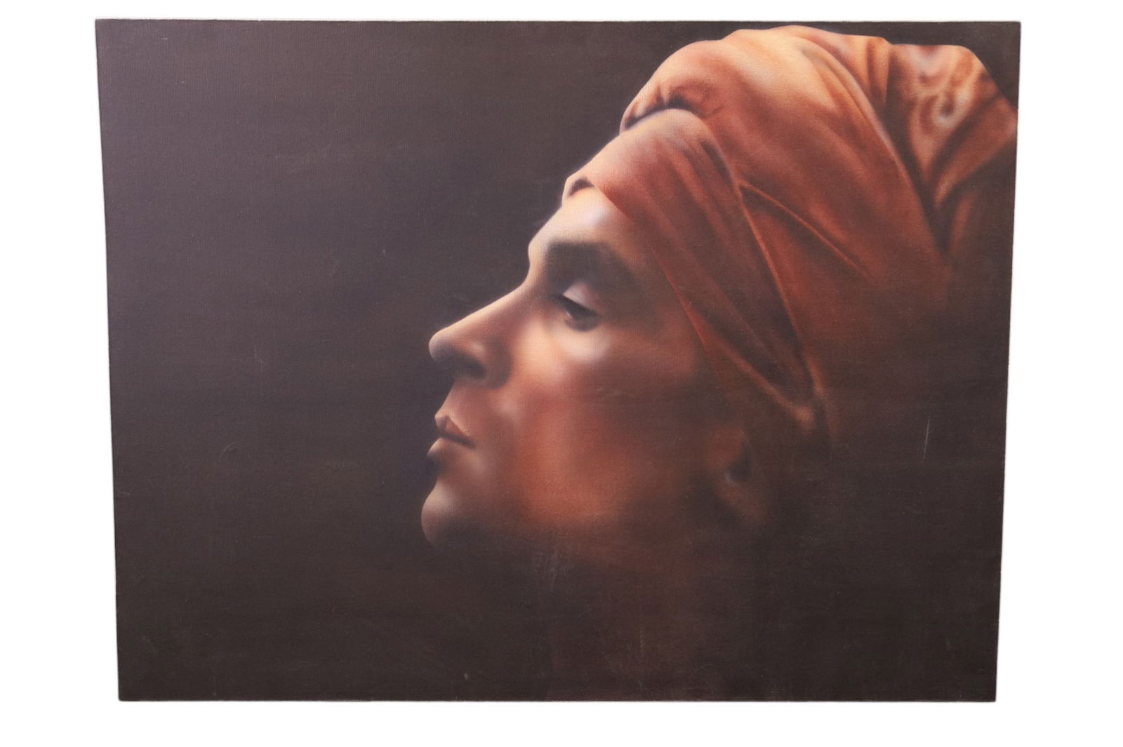 LARGE MCM PORTRAIT PAINTING: OIL ON CANVAS, PORTRAIT PAINTING. SIGNED ON REVERSE, JACQUELINE COATE. 47" x 36" THIS ITEM EXCEEDS SIZE LIMITATIONS FOR IN HOUSE SHIPPING, MUST BE PICKED UP IN HOUSE OR SHIPPED VIA 3rd PARTY