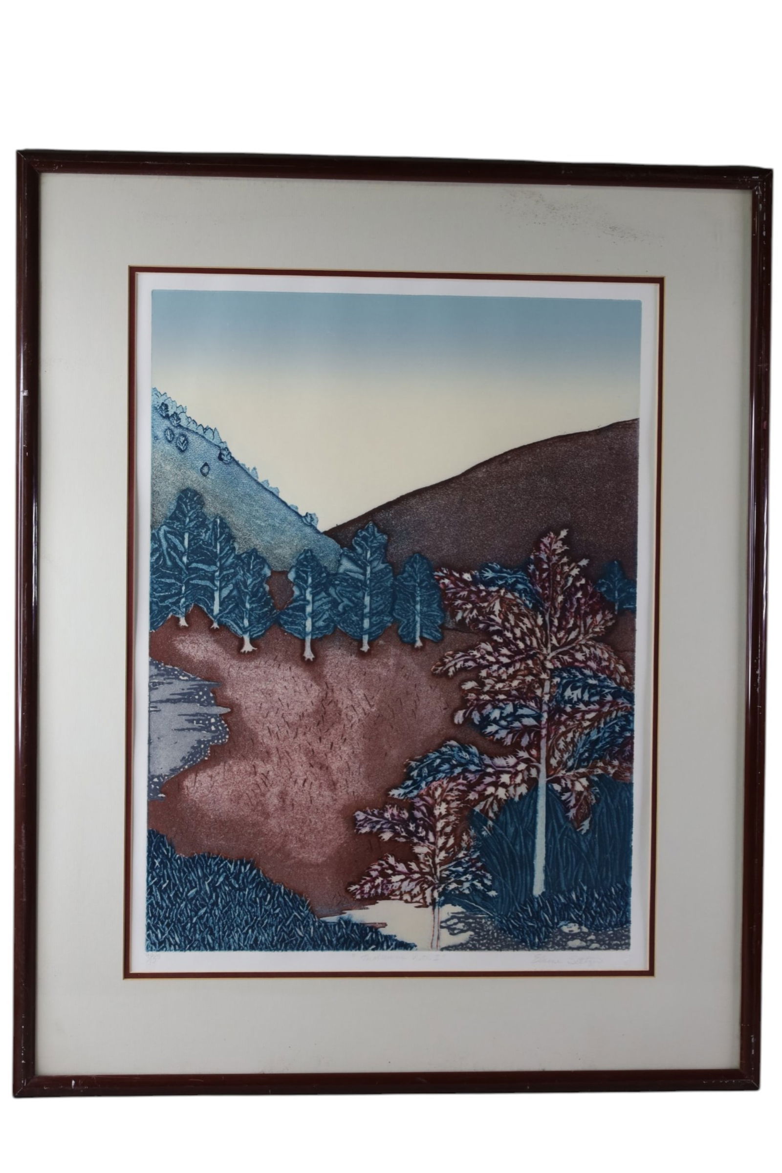ELAINE SELTZER COLORED ENGRAVING: TITLED TOULUMME VISTA I No 90/150. 27 x 33"