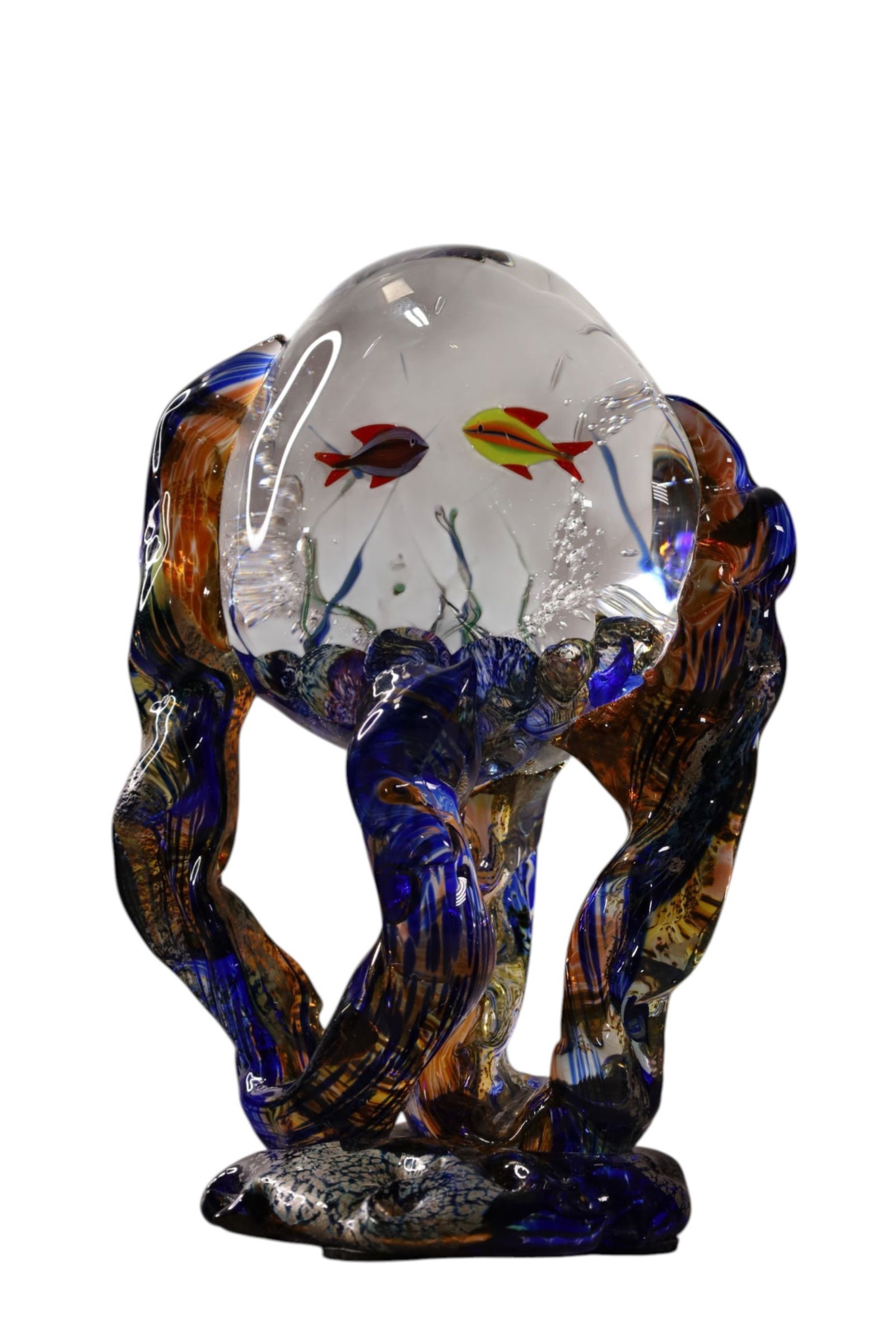 MURANO GLASS AQUARIUM: MURANO ART GLASS, MURANO AQUARIUM SCULPTURE. SEGUSO VIRO, 12" H.