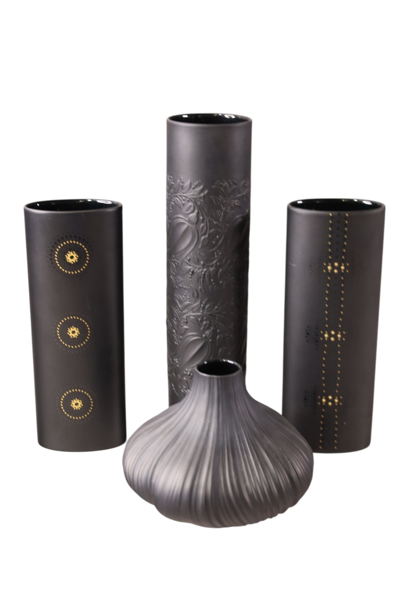 GROUPING OF ROSENTHAL PORCELAIN: ROSENTHAL BLACK STUDIO LINE, BJORN WIINBLAD. & MARTIN FREYER, VASES. TAPIO WIRKKALA VASES. 6" - 11"