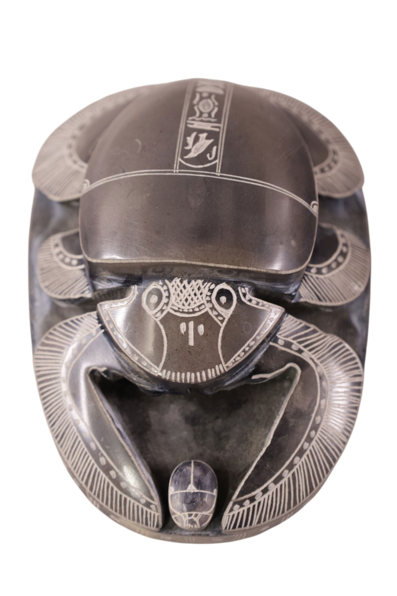 STONE SCARAB: MCM STONE SCARAB, PAPERWEIGHT. 7" L.