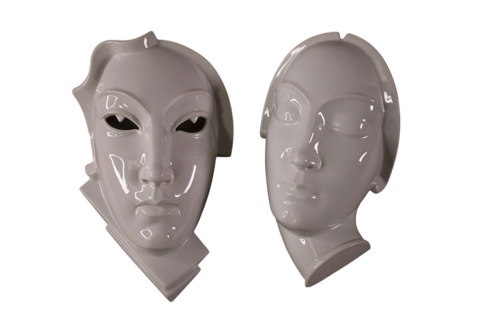 ROSENTHAL STUDIO LINE PORCELAIN MASKS: WHITE PORCELAIN STUDIO LINE MASKS, 10" H.